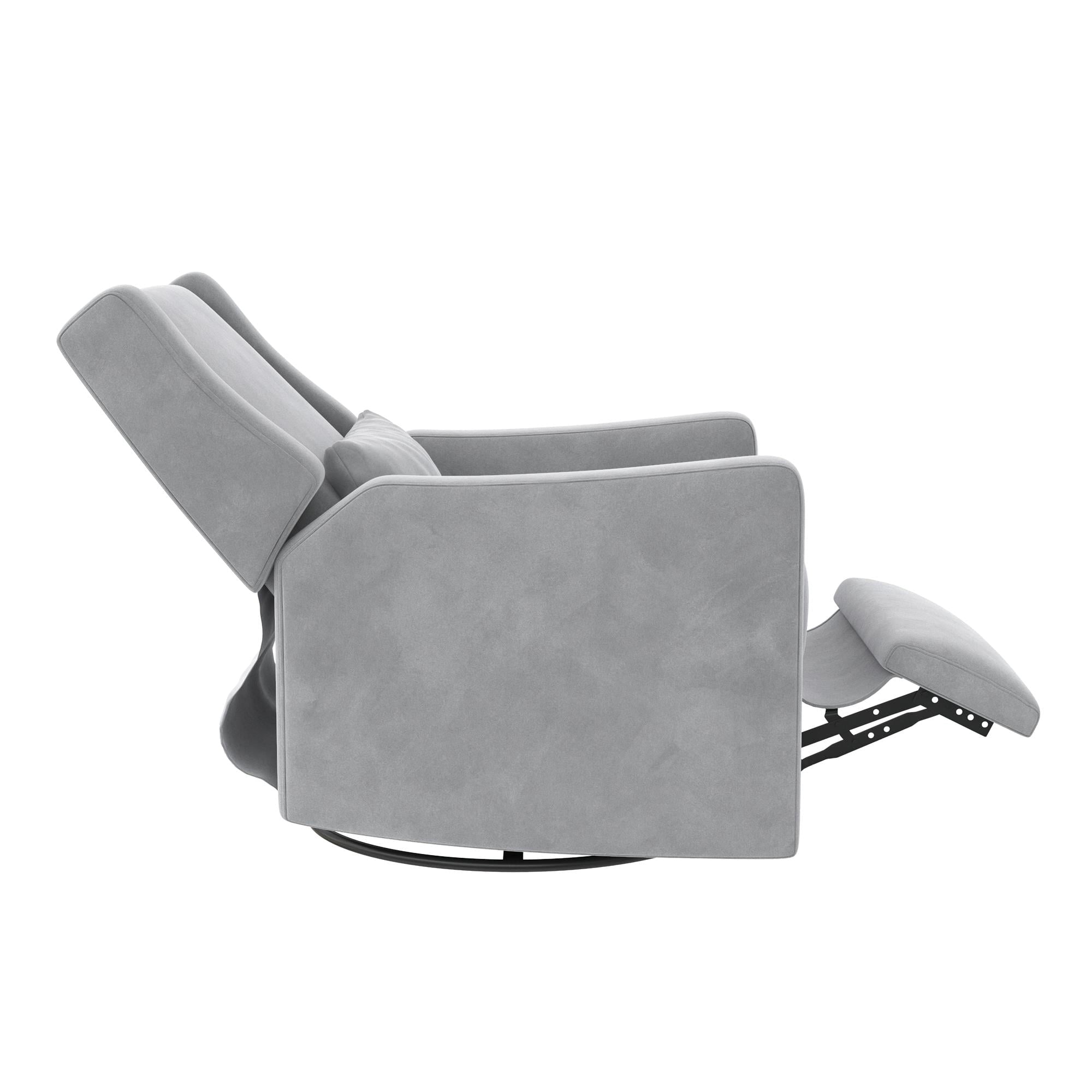 Baby Relax Otto 4-in-1 Nursery Swivel Glider Rocker Power Recliner with USB Ports, Gray Velvet
