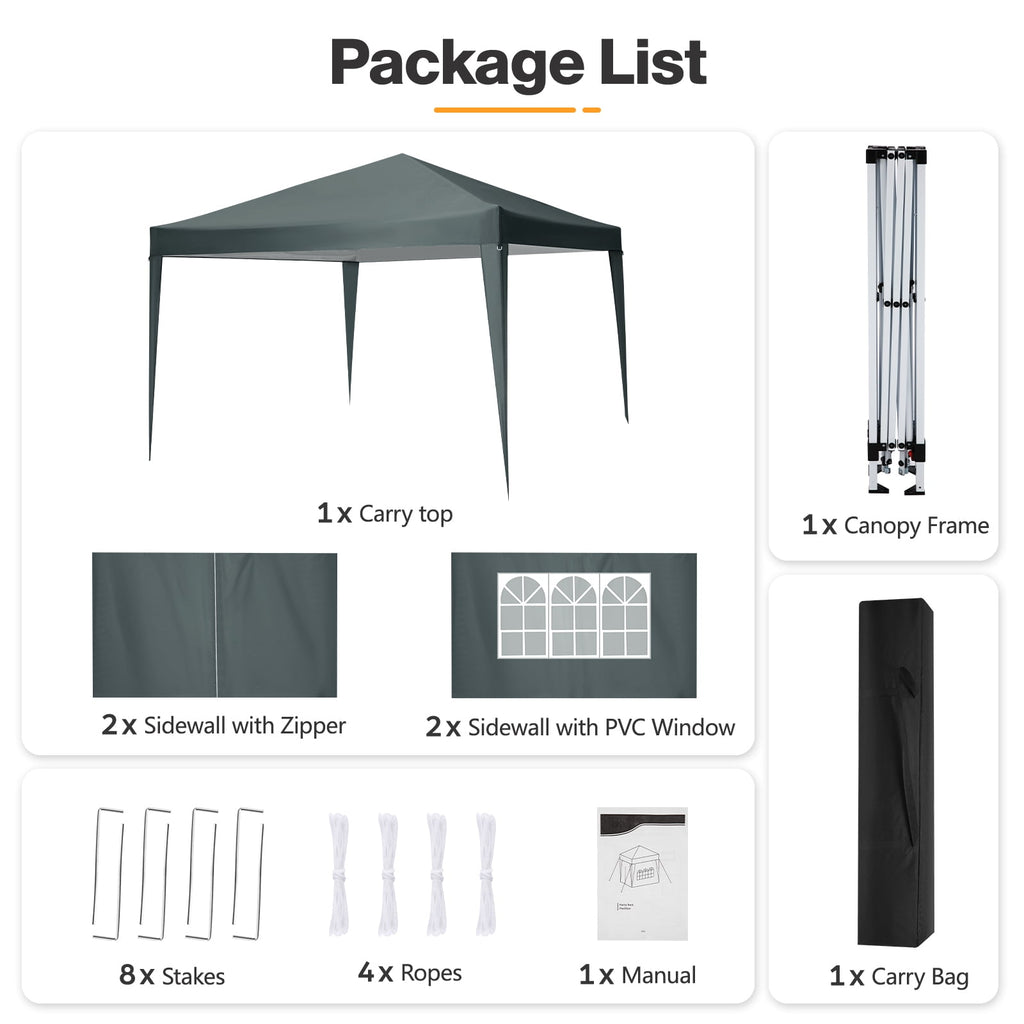 10'x 10' Pop up Canopy 1 Person Setup Canopy Portable Outdoor Party Instant Shelter with 4 Removable Sidewalls & Carrying Bag for Wedding Picnics Camping, White