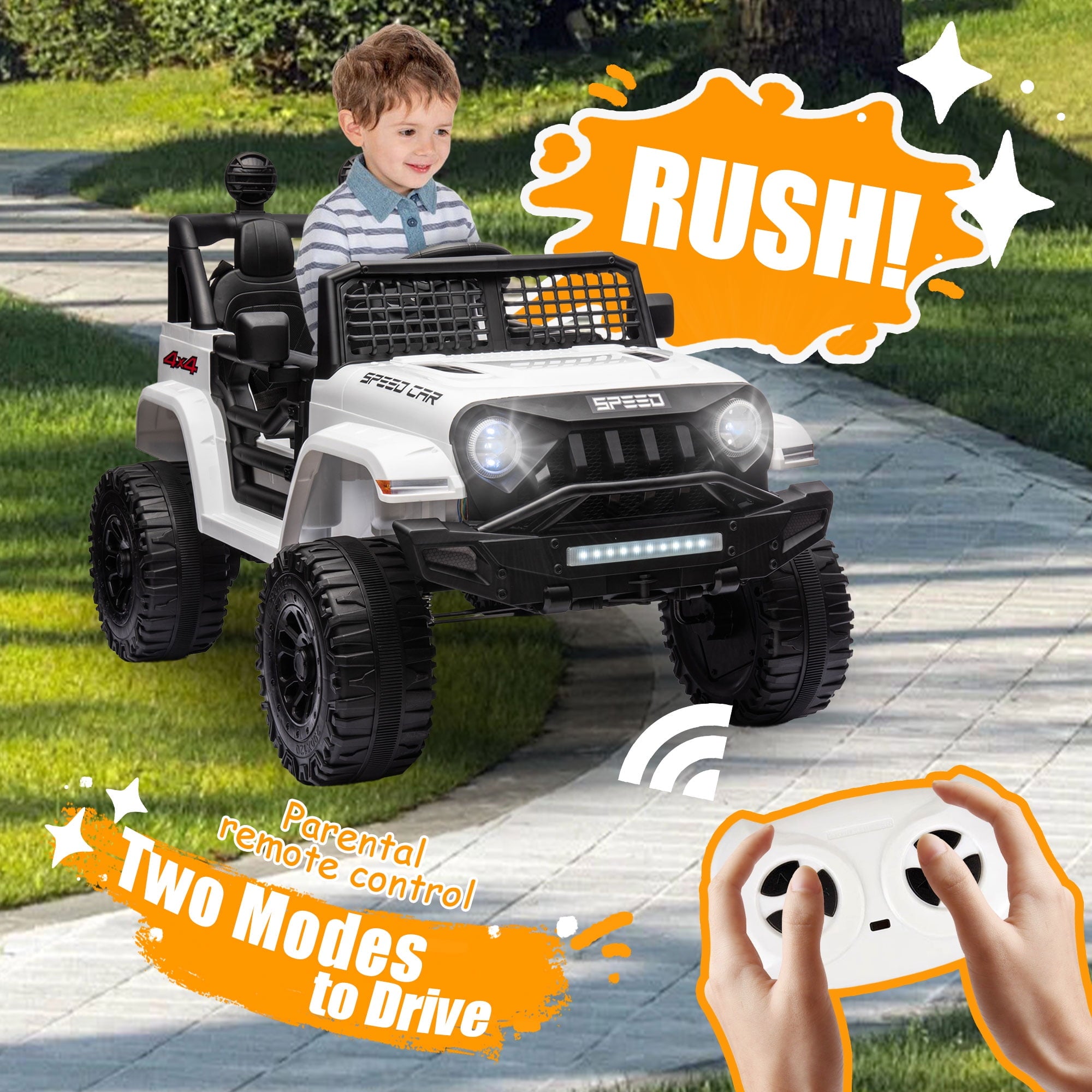 24V 2 Seater Kids Ride On Car Truck with 20" Extra Wide Seat, 4WD/2WD Switchable Kids Electric Vehicle with 4x100W Powerful Engine, Remote Control, Soft Brake, Music, Suspension, LED Light (Pink)