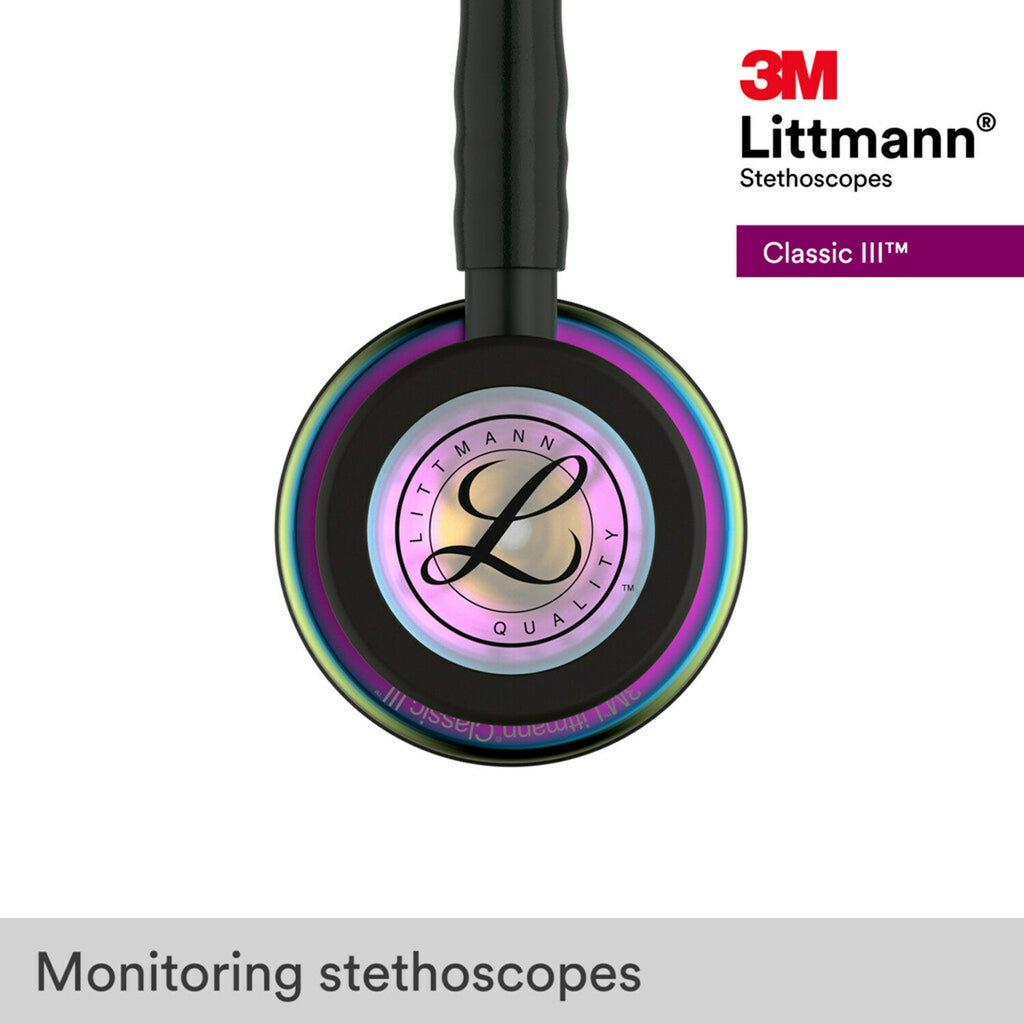 3M Littmann Classic III Stethoscope, Smoke-Finish, Black Tube, 27 inch, 5811