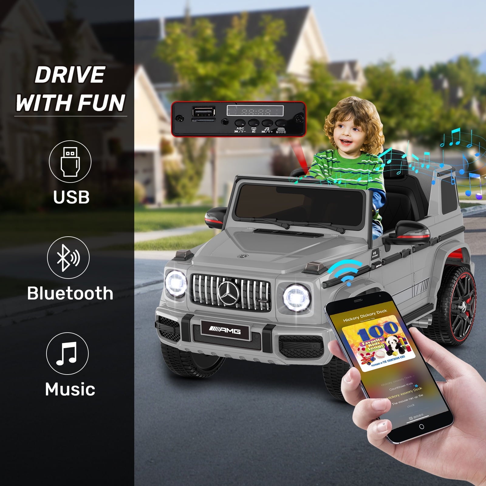 12Volt 1 Seater Mercedes-Benz G63 Licensed Powered Ride on Toy with Remote Control, Gift for Kids Aged 2~4 Years -Red