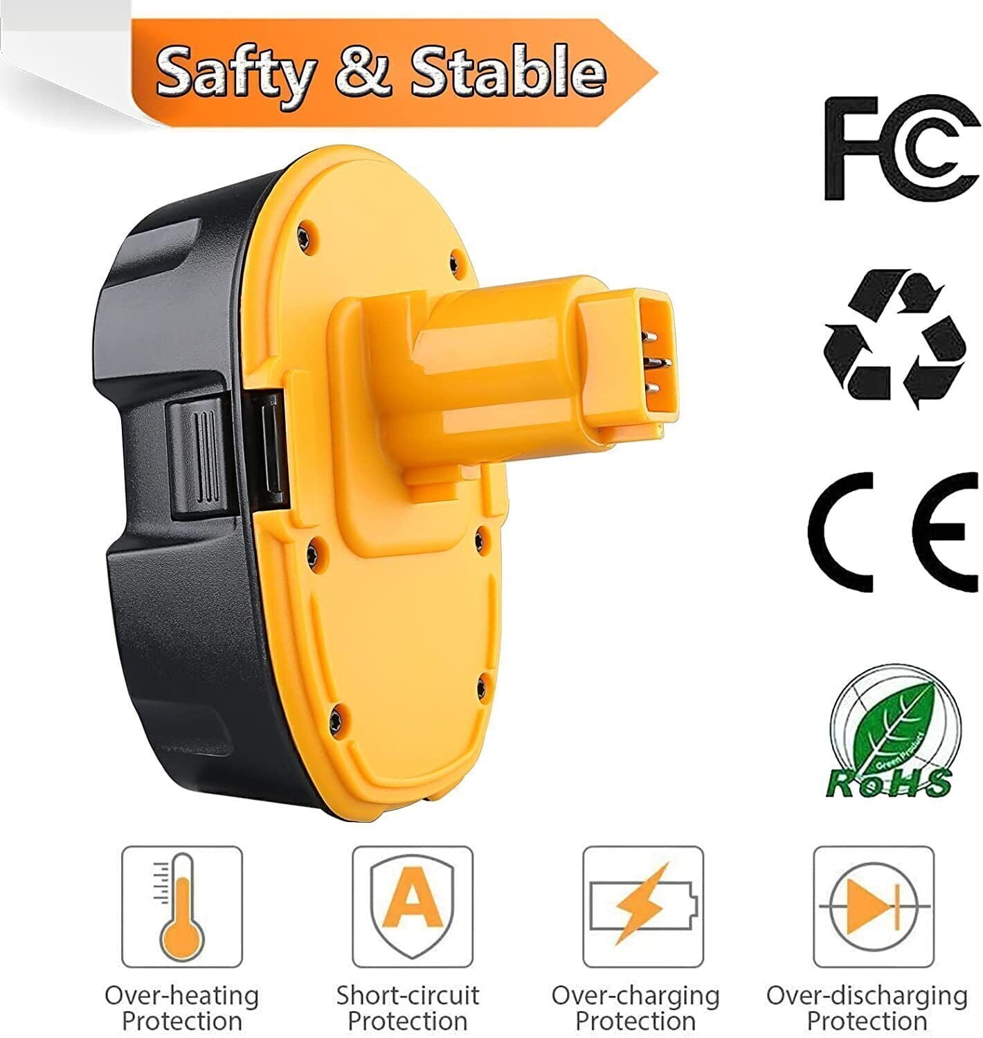 2Pack 18V Battery for Dewalt 18 Volt XRP Battery DC9096-2 DC9098 DC9099 DW9096