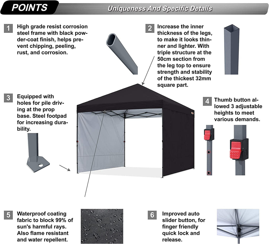 ABCCANOPY 10 ft x 10 ft Easy Pop up Outdoor Canopy Tent, White