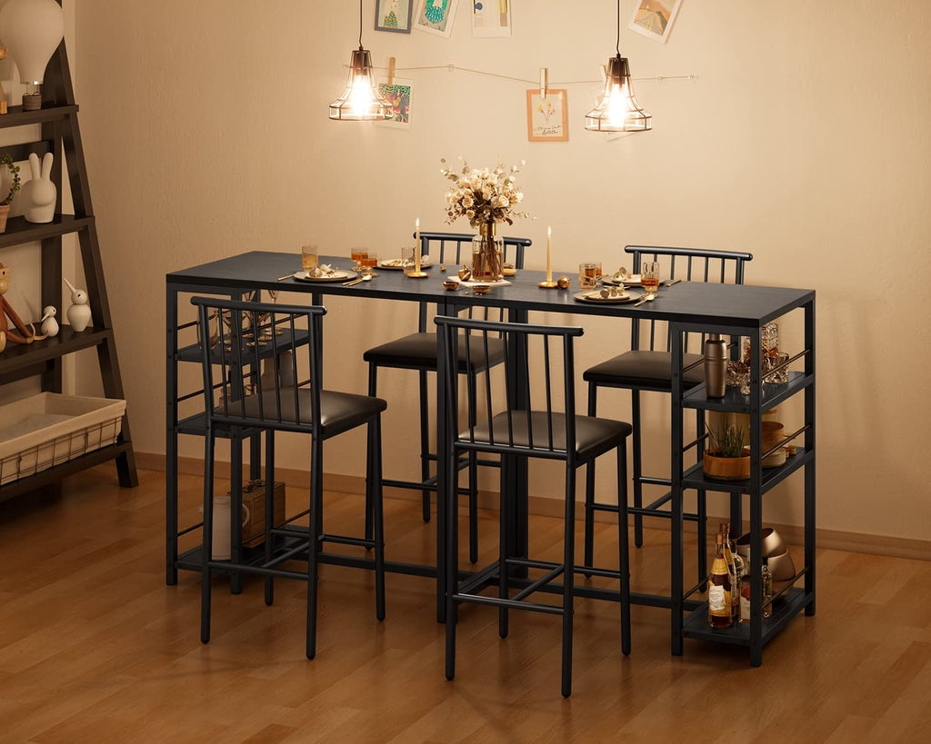 Aiho 3-Piece Wooden Counter Height Dining Table Set, Small Kitchen Table for Kitchen, Dining Room - Retro