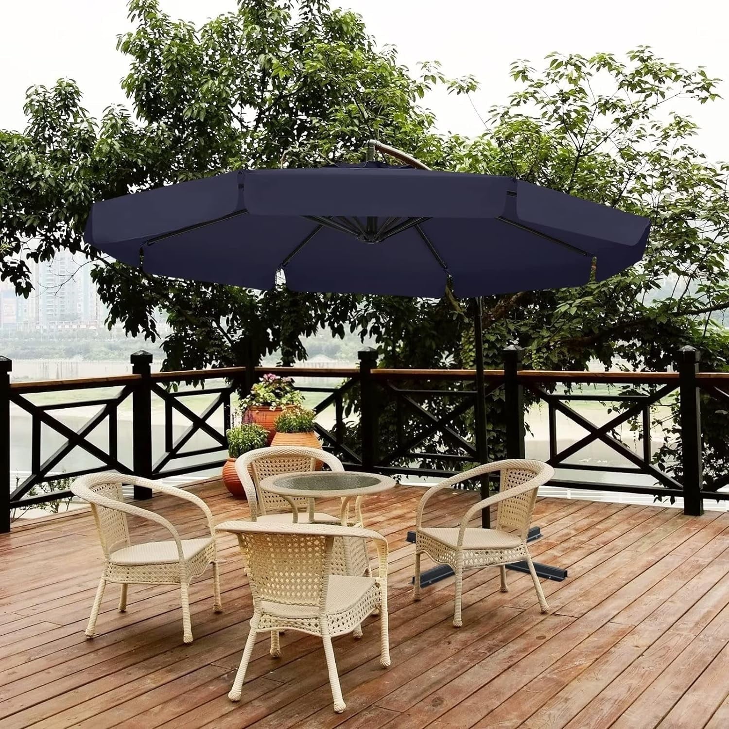 ABCCANOPY 10 FT Patio Umbrellas with Crank & Cross Base for Garden, Backyard, Pool and Beach, 12+ Colors(Turquoise)