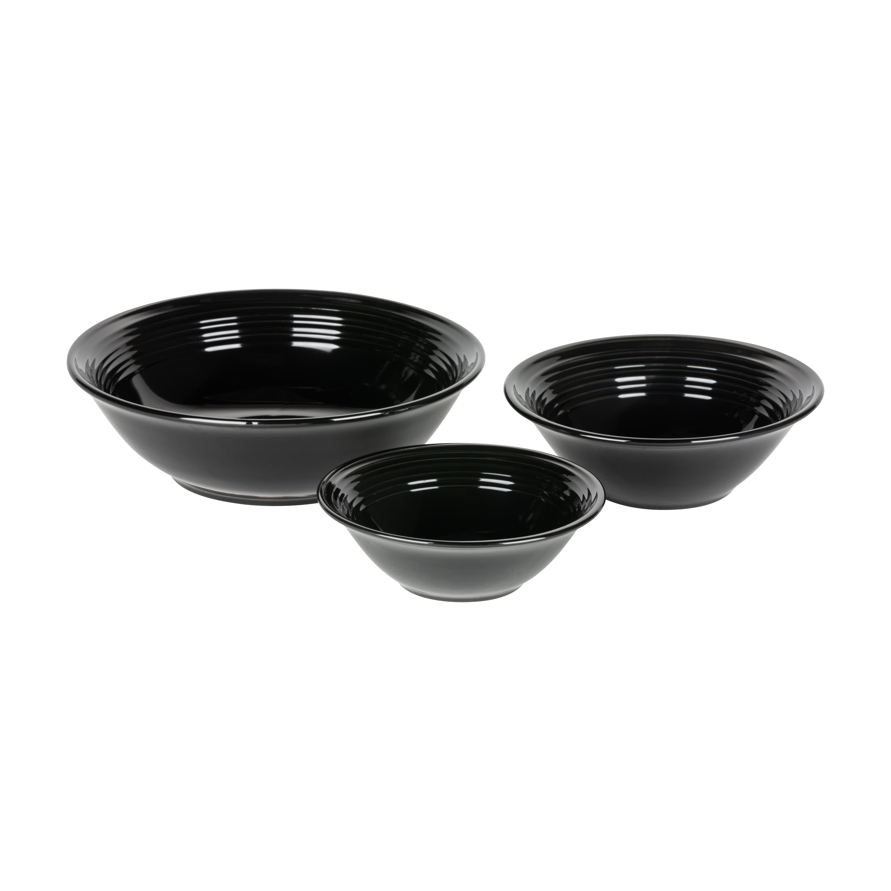 10 Strawberry Street Nova Black Round 62-Piece Stoneware Dinnerware Set, Service for 6