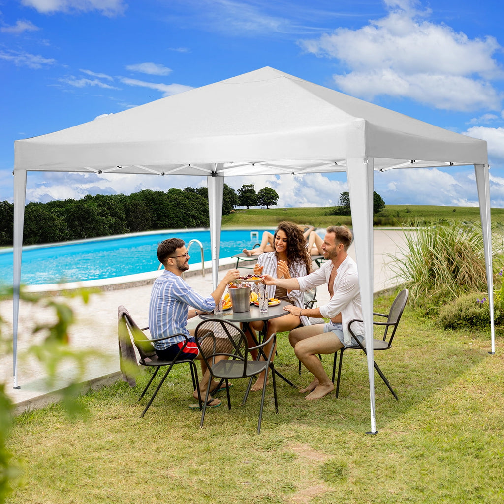 10'x 10' Pop up Canopy 1 Person Setup Canopy Portable Outdoor Party Instant Shelter with 4 Removable Sidewalls & Carrying Bag for Wedding Picnics Camping, White