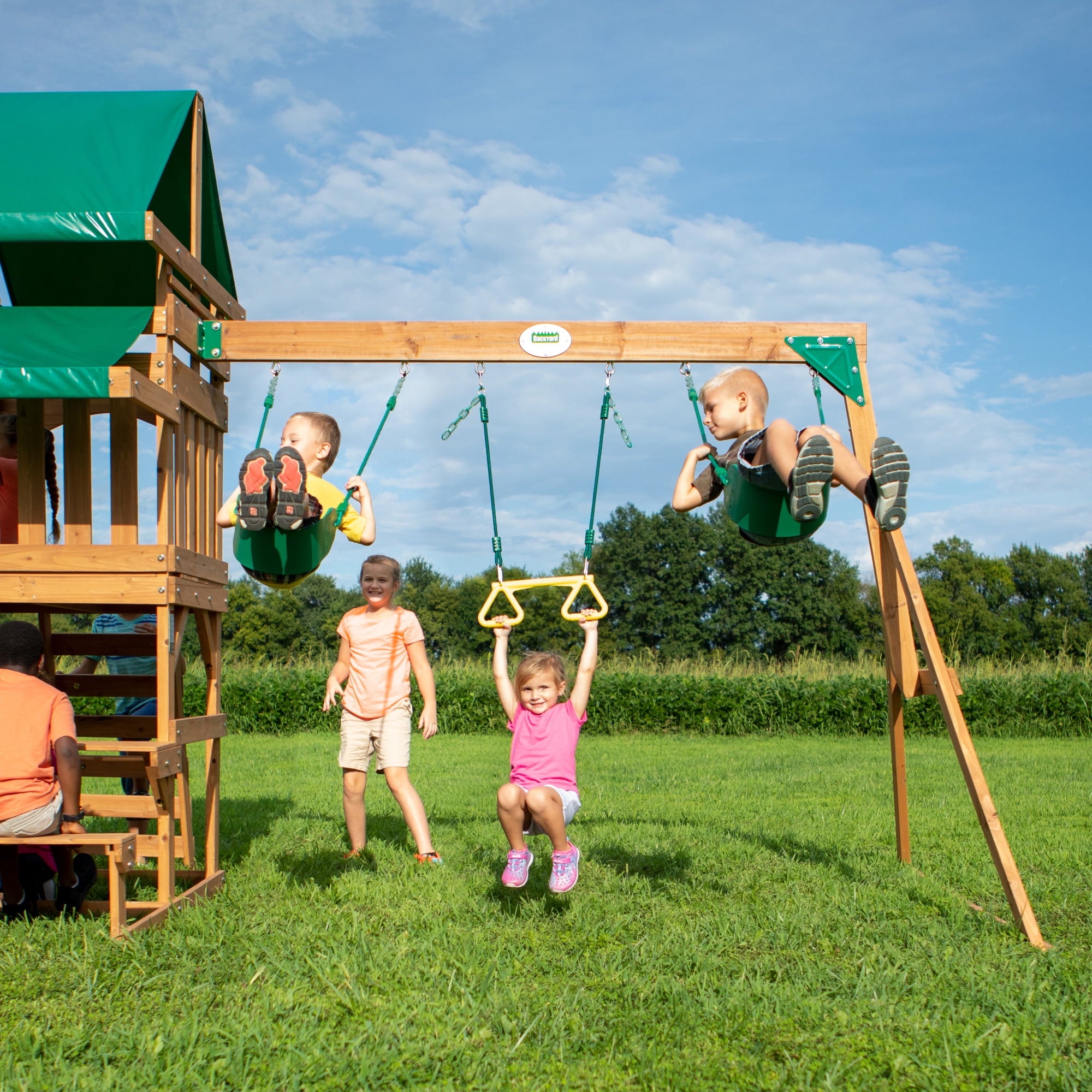 Backyard Discovery Belmont All Cedar Wood Playset Swing Set