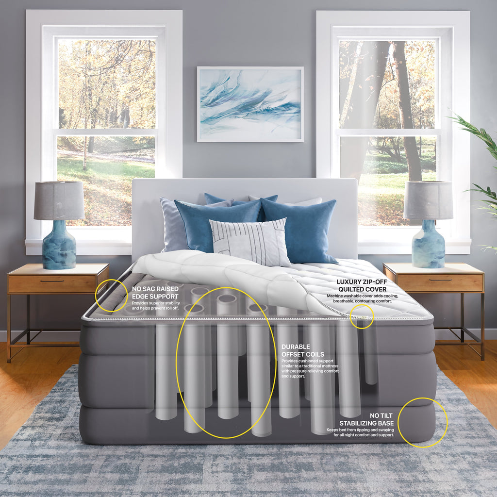 Beautyrest 20" Cushion Aire Quilted Pillow Top Air Bed Mattress with Built-in Pump Queen