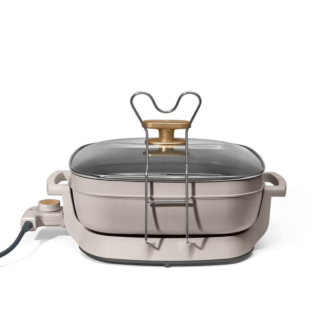 Beautiful 5 in 1 Electric Skillet - Expandable up to 7 Qt with Glass Lid, White Icing by Drew Barrymore