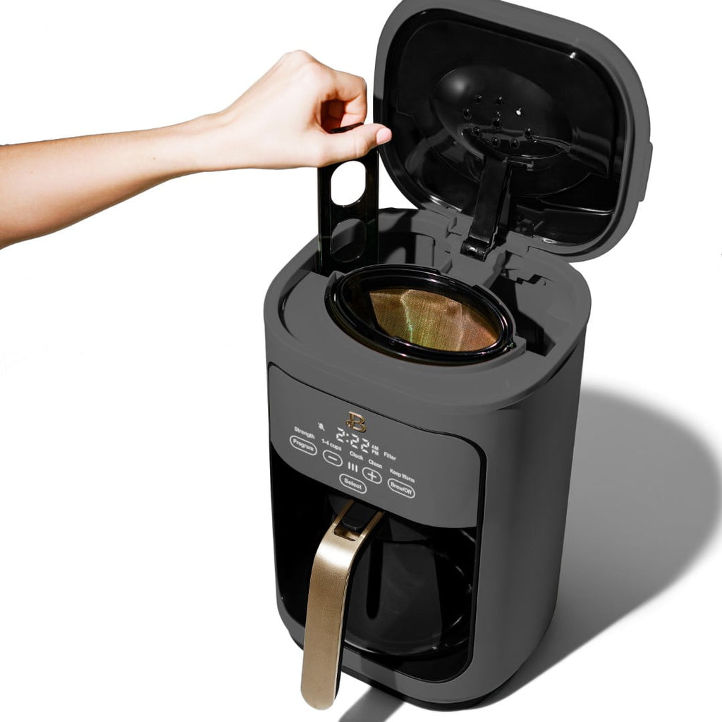 Beautiful 14-Cup Programmable Drip Coffee Maker with Touch-Activated Display, White Icing by Drew Barrymore