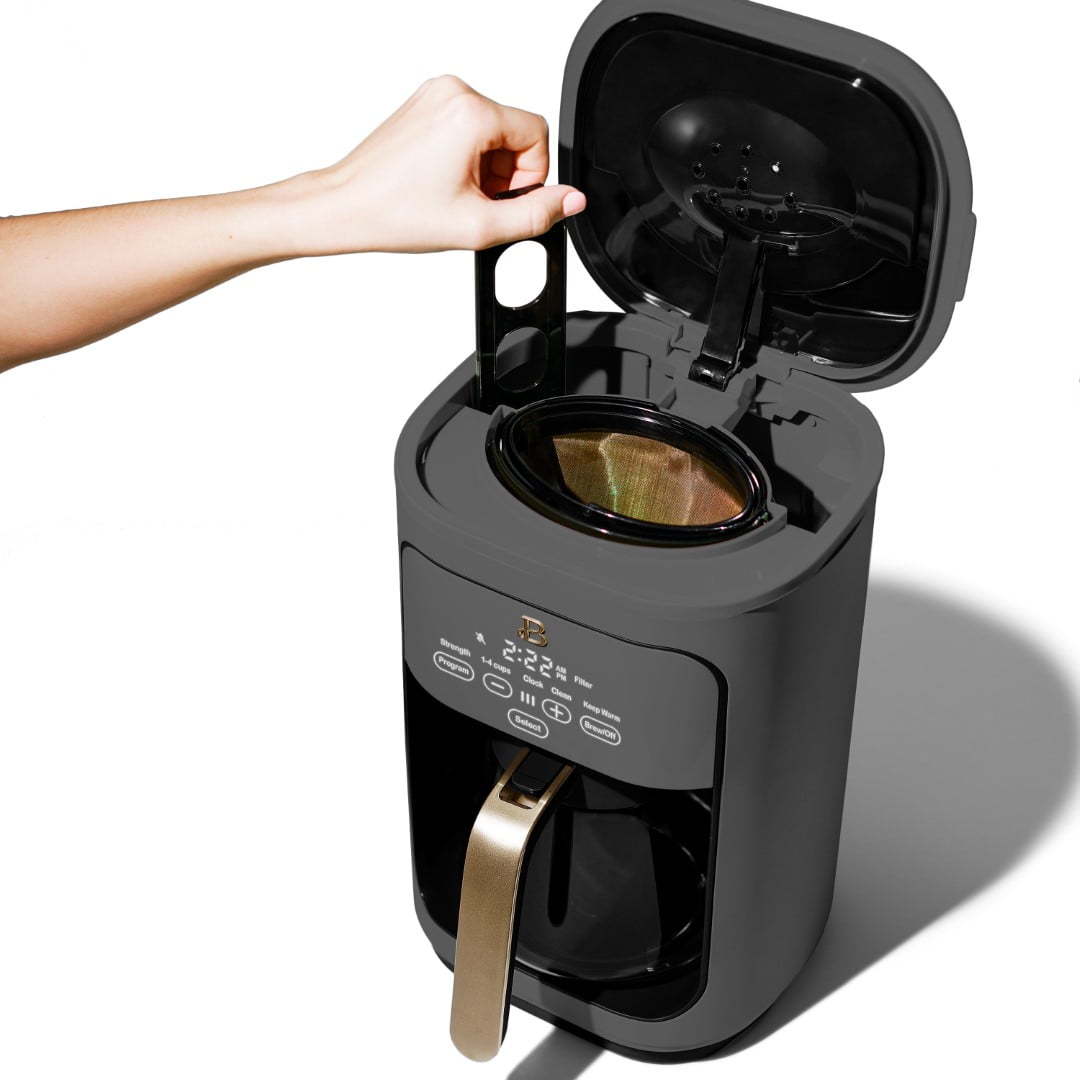 Beautiful 14-Cup Programmable Drip Coffee Maker with Touch-Activated Display, White Icing by Drew Barrymore