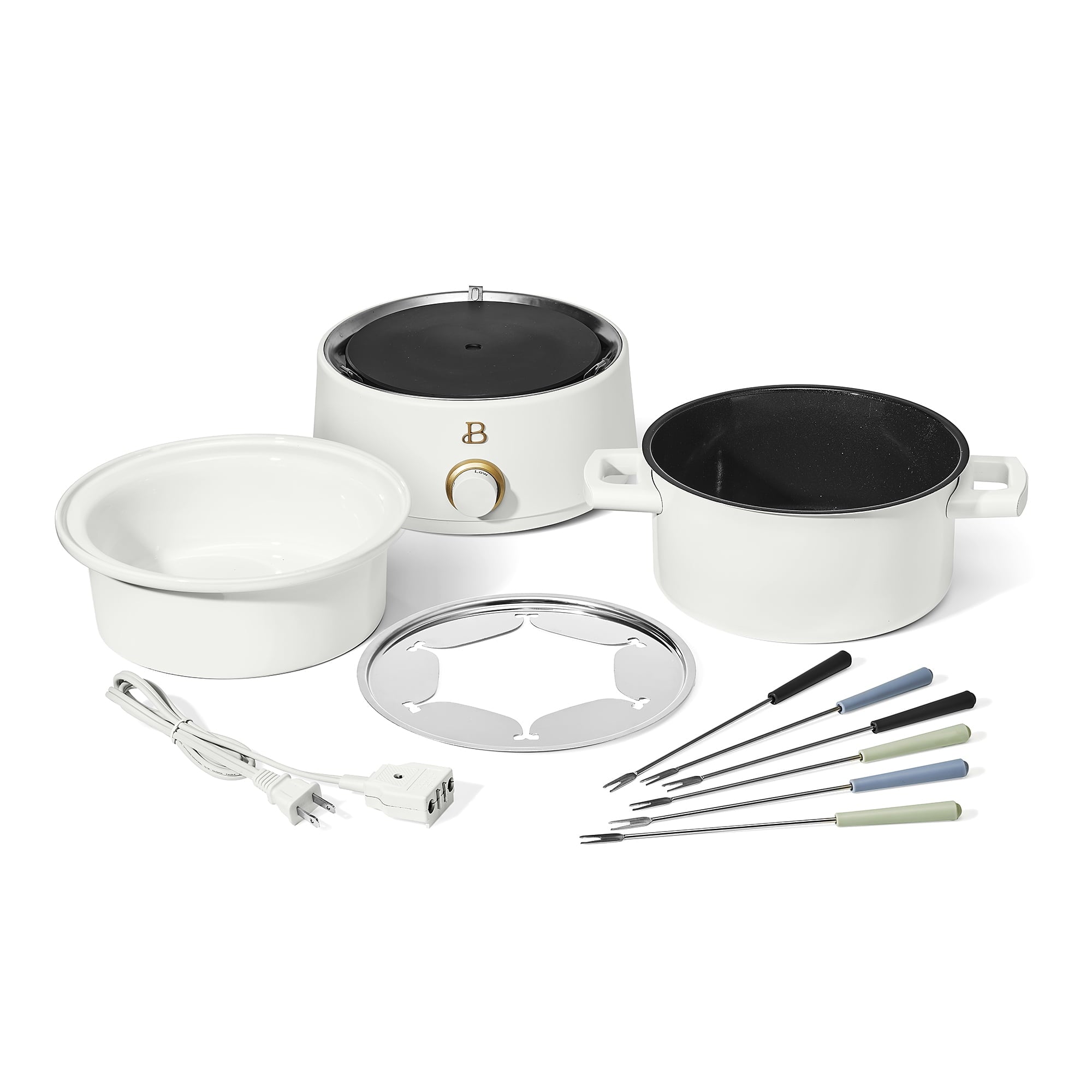 Beautiful 3 Qt Electric Fondue Set with Bonus 2 qt Ceramic Pot, Black Sesame by Drew Barrymore