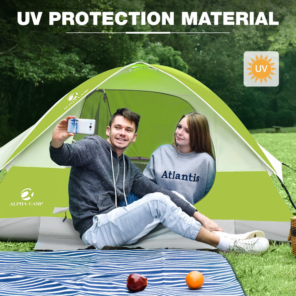 Alpha Camper 2-Person Camping Dome Tent Waterproof Portable Tent with Carry Bag, Blue