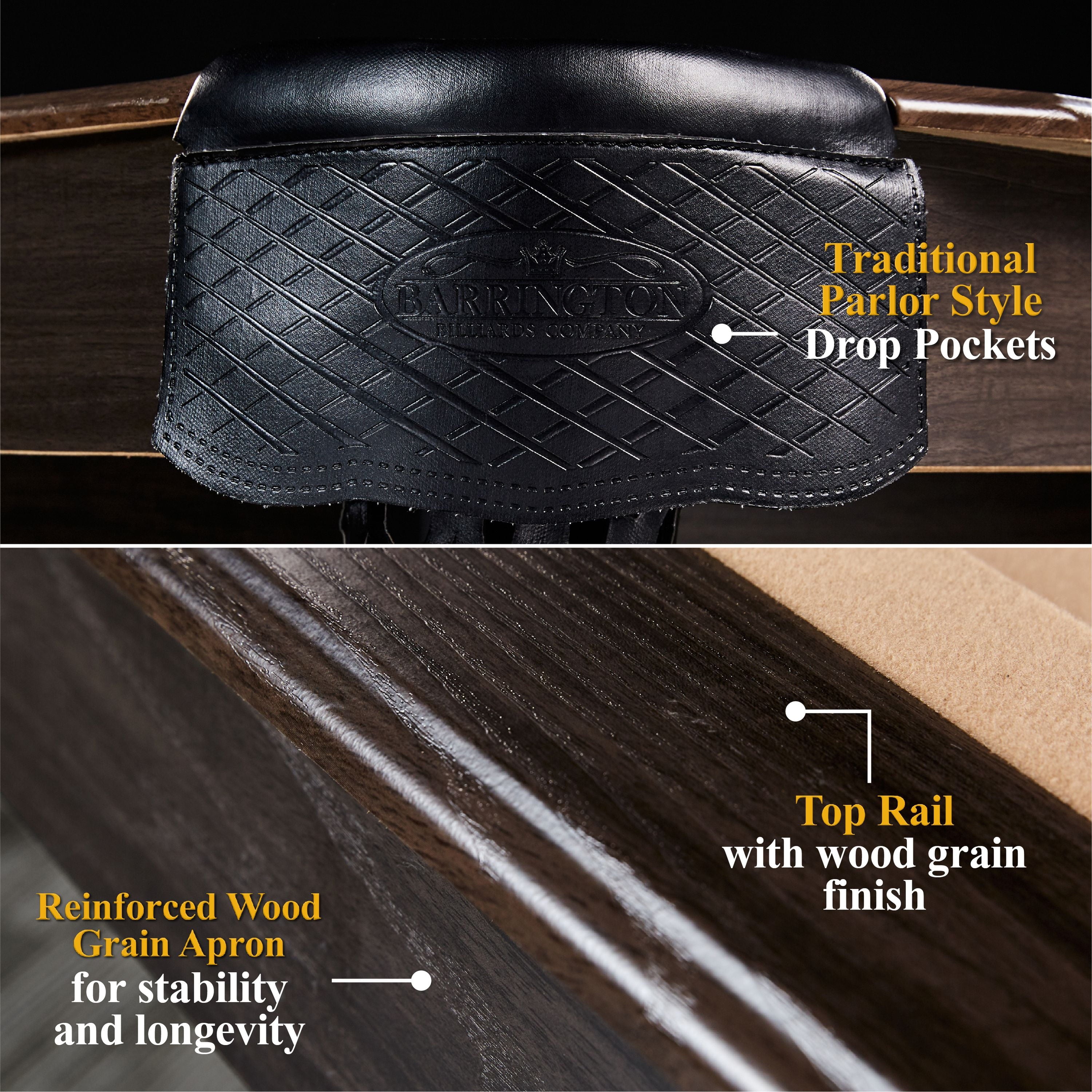 Barrington Billiards 90" Ball and Claw Leg Pool Table with Cue Rack, Dartboard Set, Burgundy, New