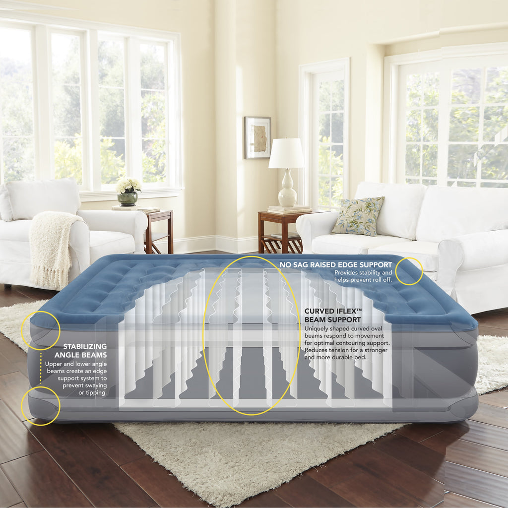 Beautyrest Extraordinaire 18" Queen Inflatable Blow up Air Bed Mattress with Built-in Pump