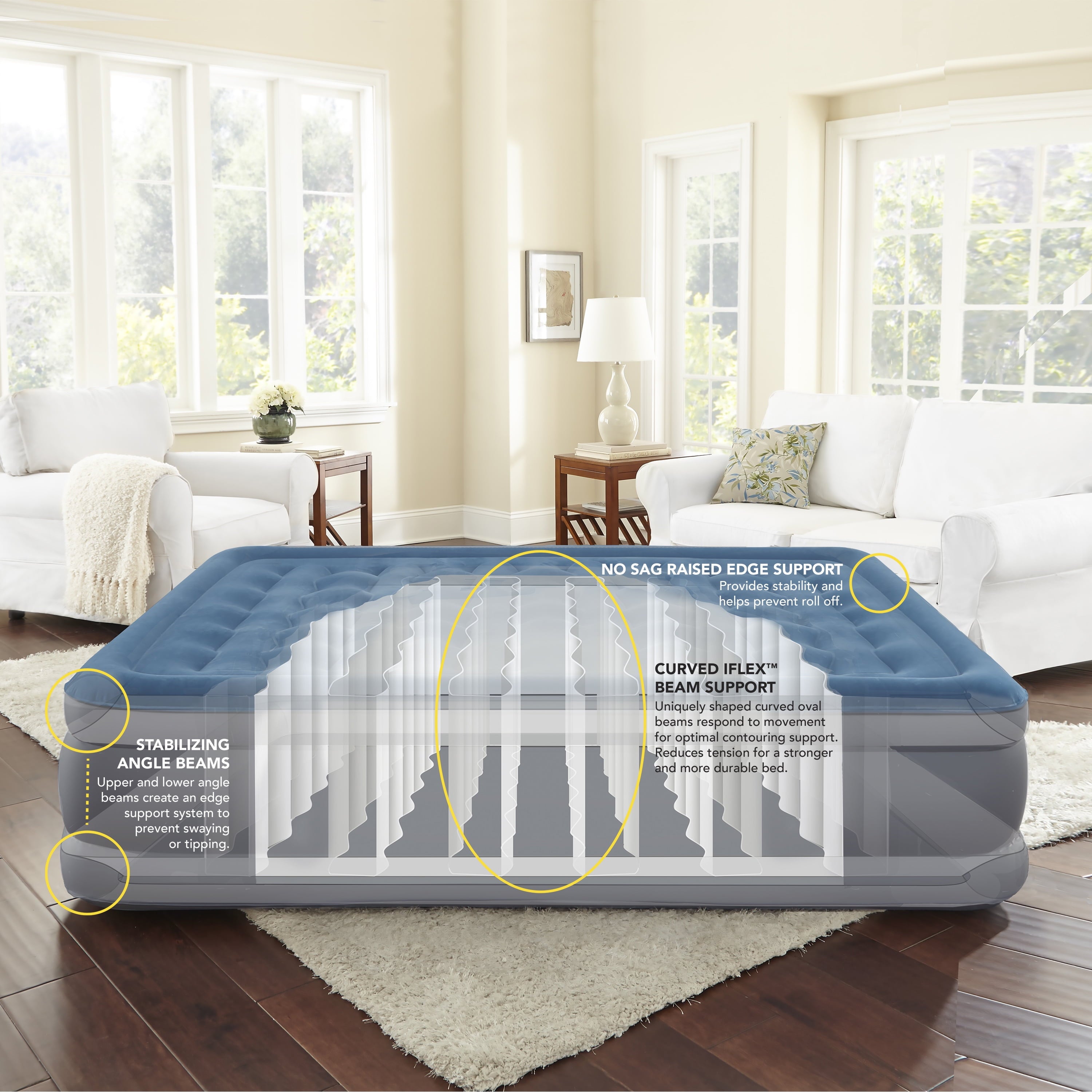 Beautyrest Extraordinaire 18" Queen Inflatable Blow up Air Bed Mattress with Built-in Pump