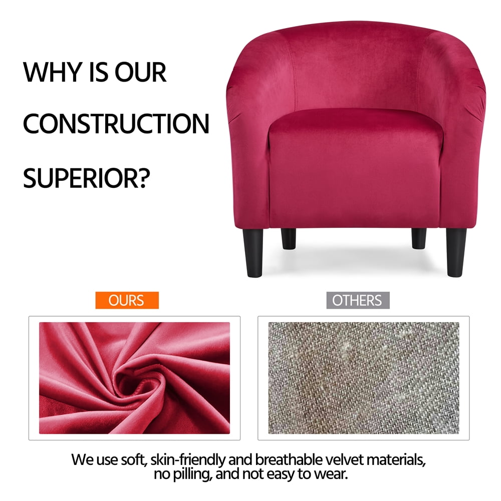 Alden Design Upholstered Velvet Club Accent Chair for Living Room, Yellow