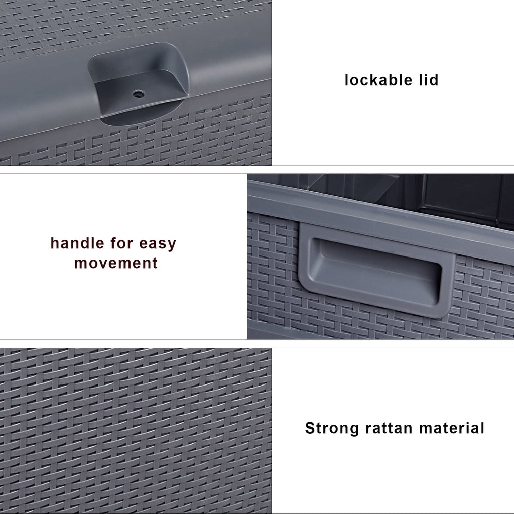 120 Gallon Deck Box, Large Patio Resin Waterproof Storage Box Outdoor Bin Container for Patio Cushions, Outdoor Furniture, Garden Tools and Pool Toys