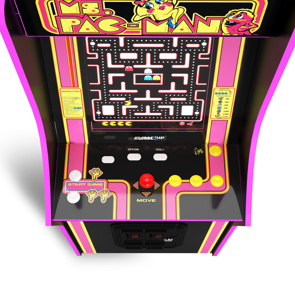 Arcade1Up Ms. PAC-MAN Classic Arcade Game, built for your home, 4-foot-tall stand-up cabinet, 14 classic games, and 17-inch screen