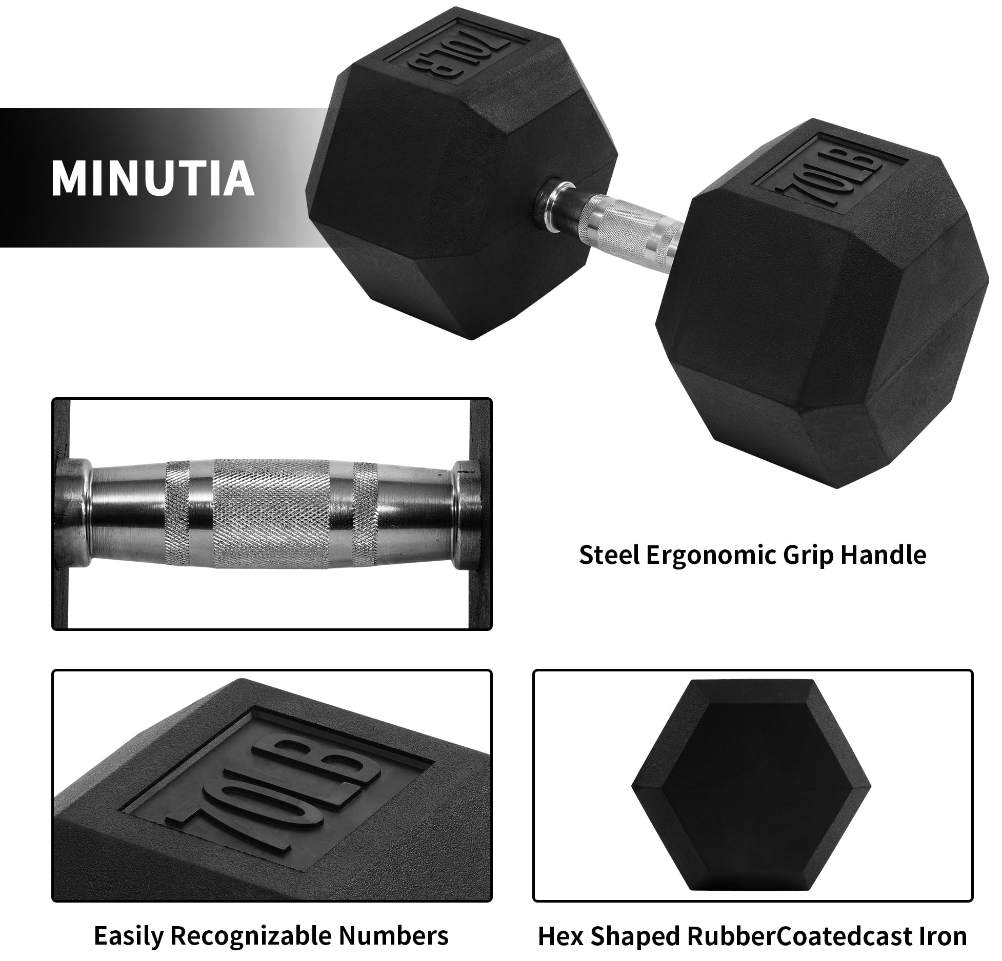 BalanceFrom Rubber Encased Hex Dumbbells, 20 Lbs. Pair