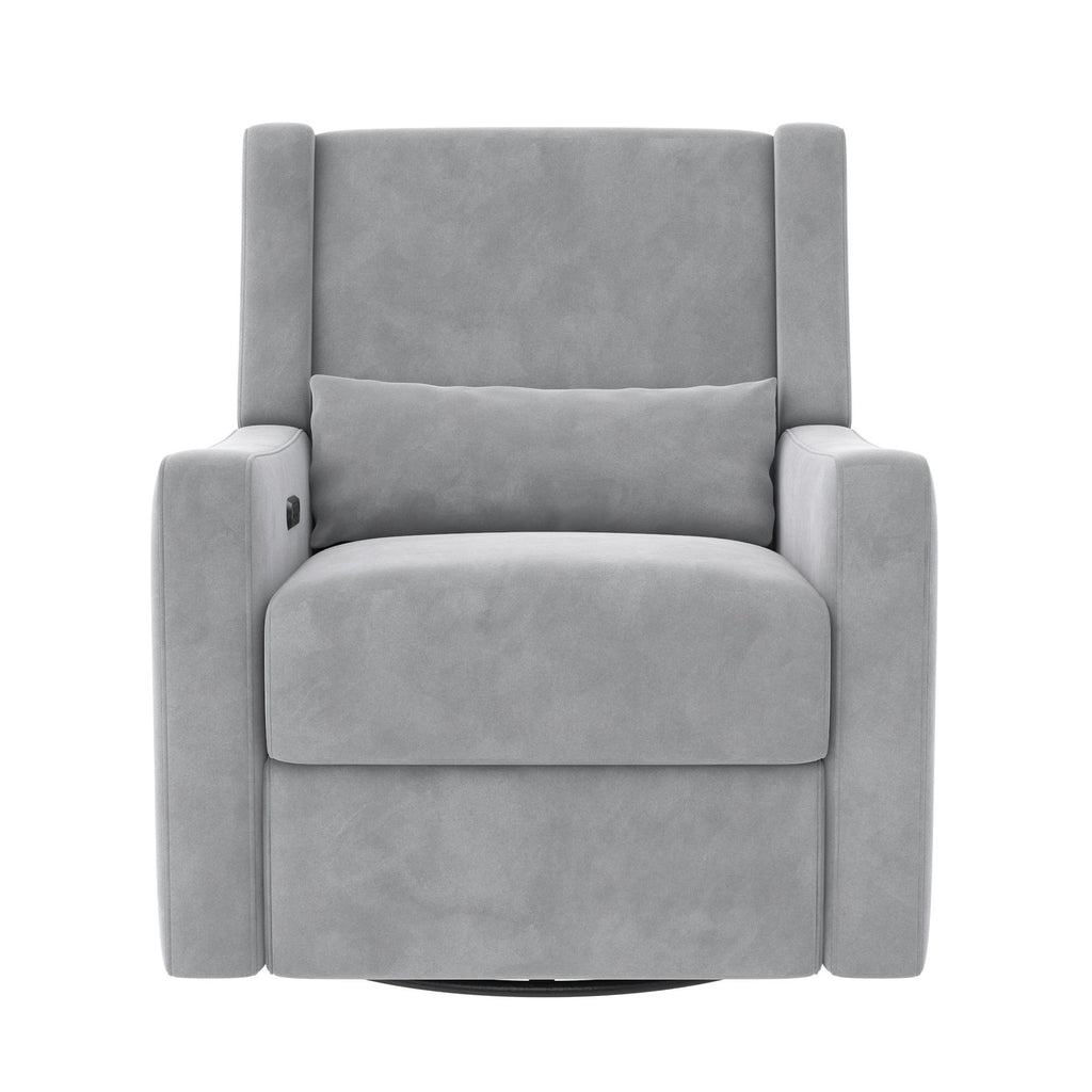 Baby Relax Otto 4-in-1 Nursery Swivel Glider Rocker Power Recliner with USB Ports, Gray Velvet