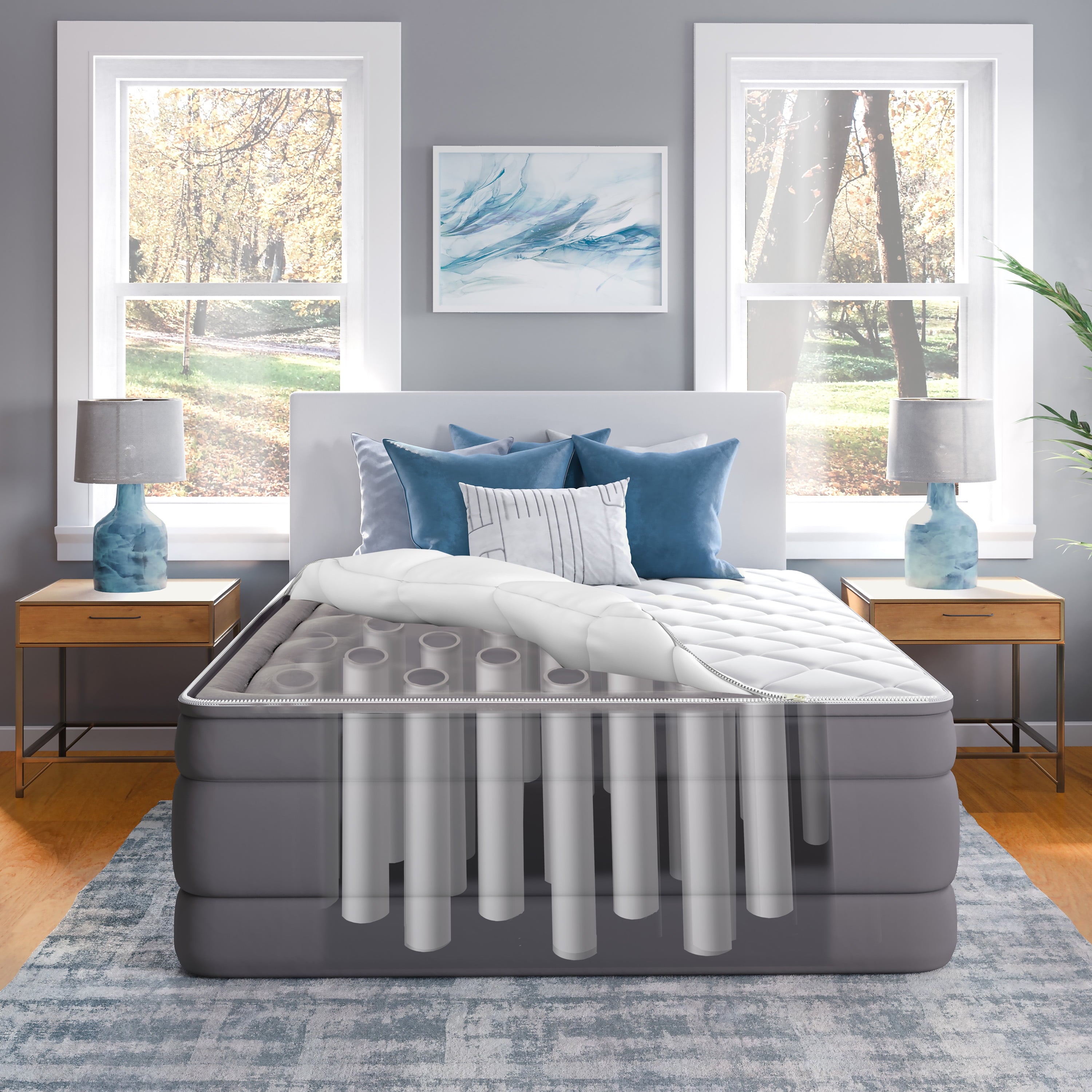 Beautyrest 20" Cushion Aire Quilted Pillow Top Air Bed Mattress with Built-in Pump Queen