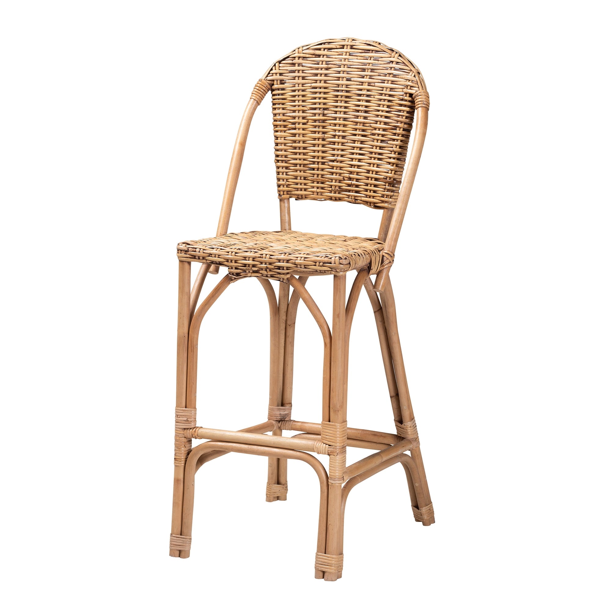 bali & pari Neola Rattan BOHO Bar Stool, Natural Brown