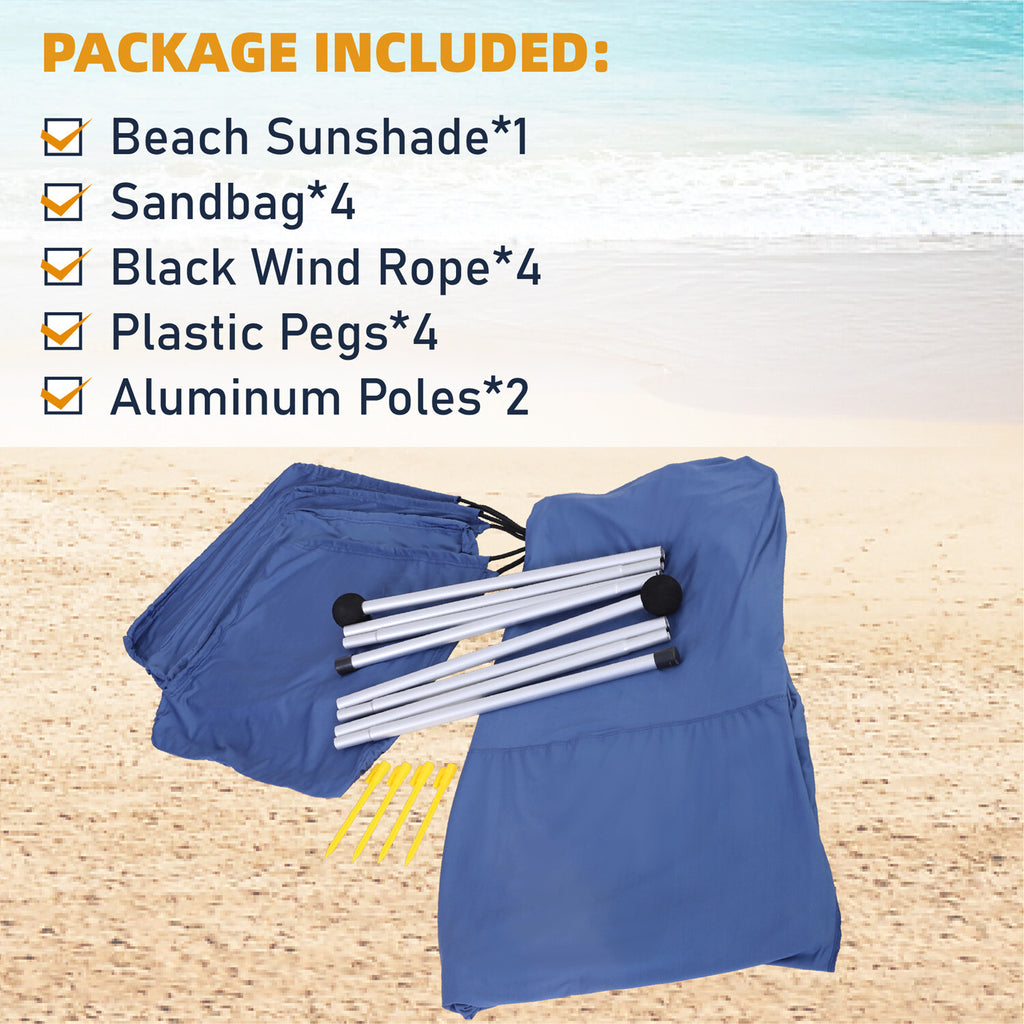 Alpha Camper Sunshade Beach Tent Sun Shelter UPF 50+ Portable Canopy Tent 7.6'x7.2' for 3-4 Person, Blue