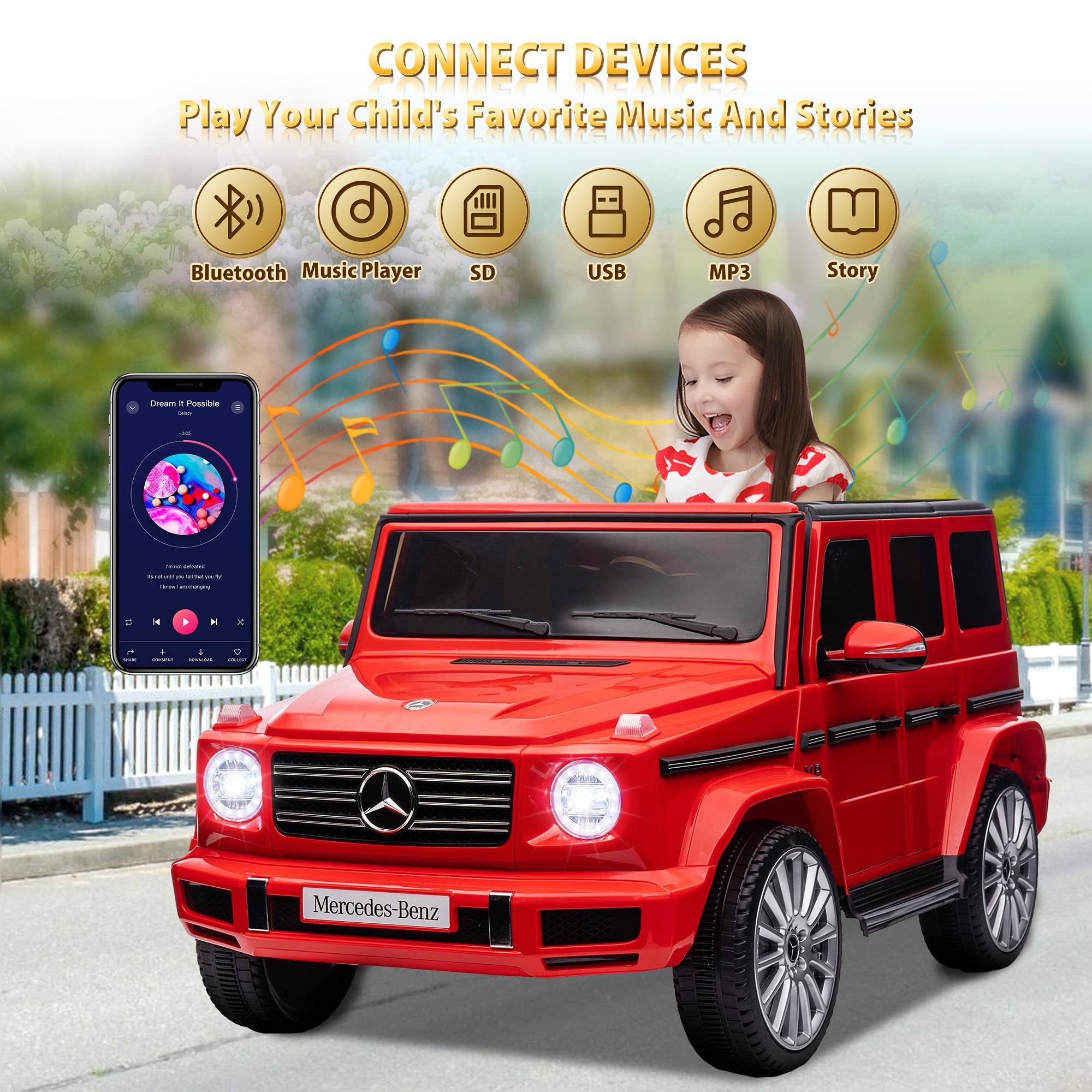 24V Ride on Car with Remote Control for Kids Mercedes Benz Ride on Car Toy for Boys and Girls 3-6 Years Old, Electric Vehicle, Bluetooth, LED Light, White