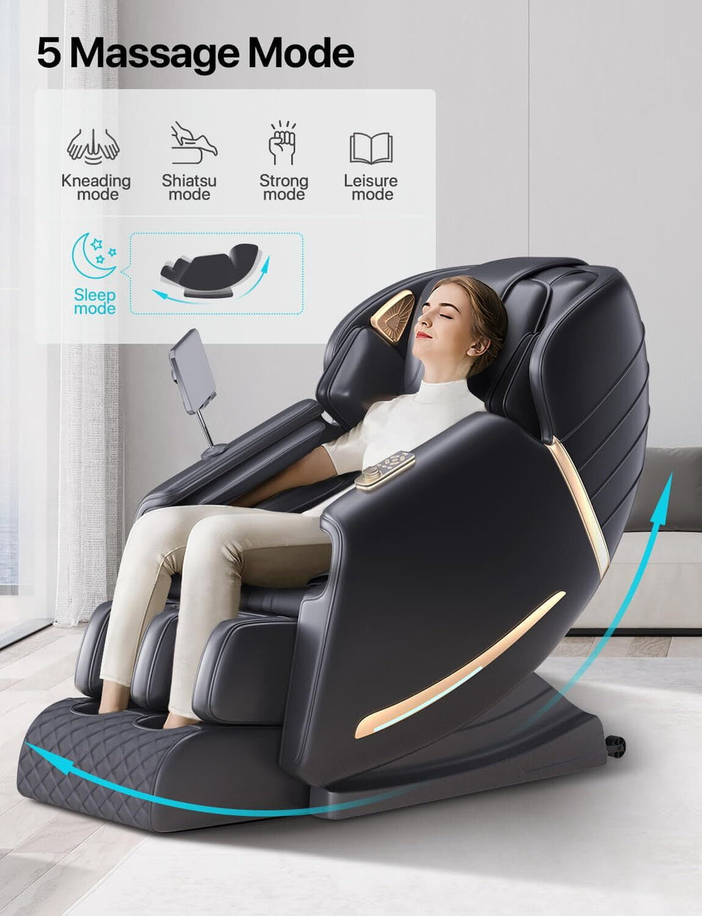 ALLJOY Massage Chair, Full Body Zero Gravity Recliner with Heating, Bluetooth Speaker, Touch Screen, Foot Rollers（Black）