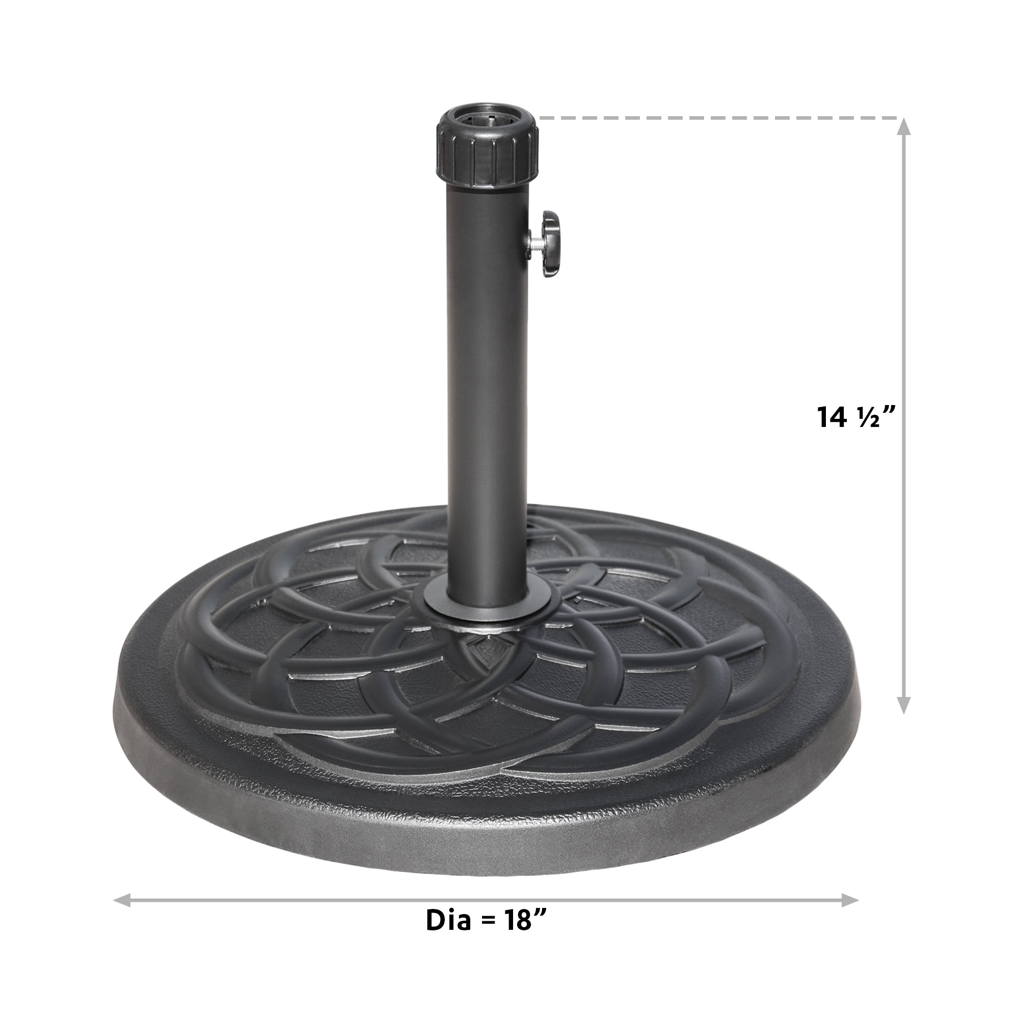 Abble 27lbs Heavy Duty Powder Coated Resin Round Umbrella Base Black