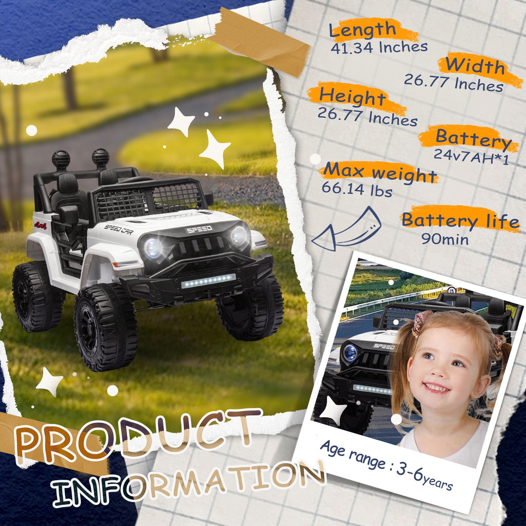 24V 2 Seater Kids Ride On Car Truck with 20" Extra Wide Seat, 4WD/2WD Switchable Kids Electric Vehicle with 4x100W Powerful Engine, Remote Control, Soft Brake, Music, Suspension, LED Light (Pink)