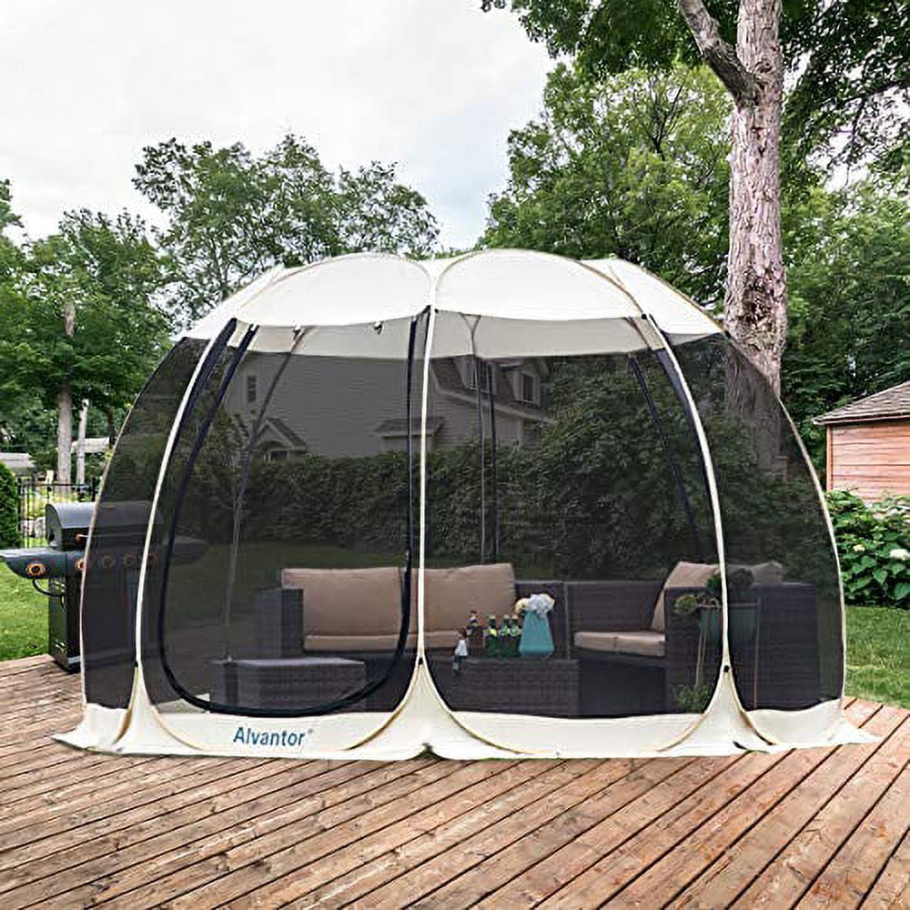 Alvantor Screen House Room Camping Tent Outdoor Canopy Dining Gazebo Pop Up Sun Shade Hexagon Shelter Mesh Walls Not Waterproof 10'x10' Beige