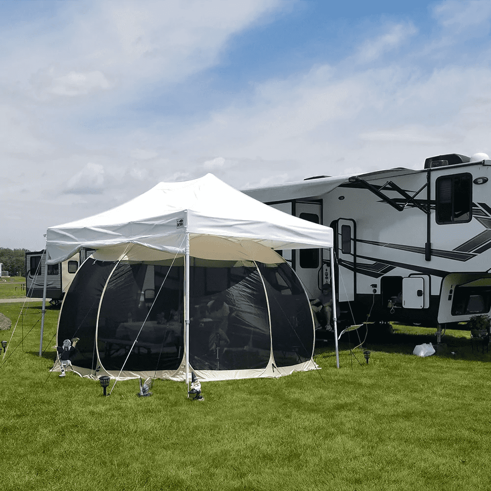 Alvantor Screen House Room Camping Tent Outdoor Canopy Dining Gazebo Pop Up Sun Shade Hexagon Shelter Mesh Walls Not Waterproof 10'x10' Beige