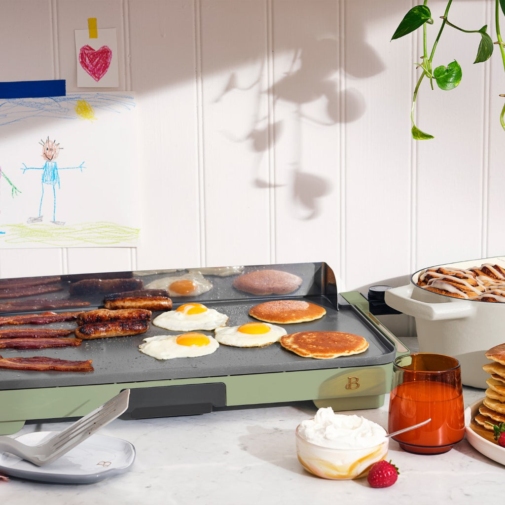 Beautiful XL Electric Griddle 12" x 22"- Non-Stick, White Icing by Drew Barrymore