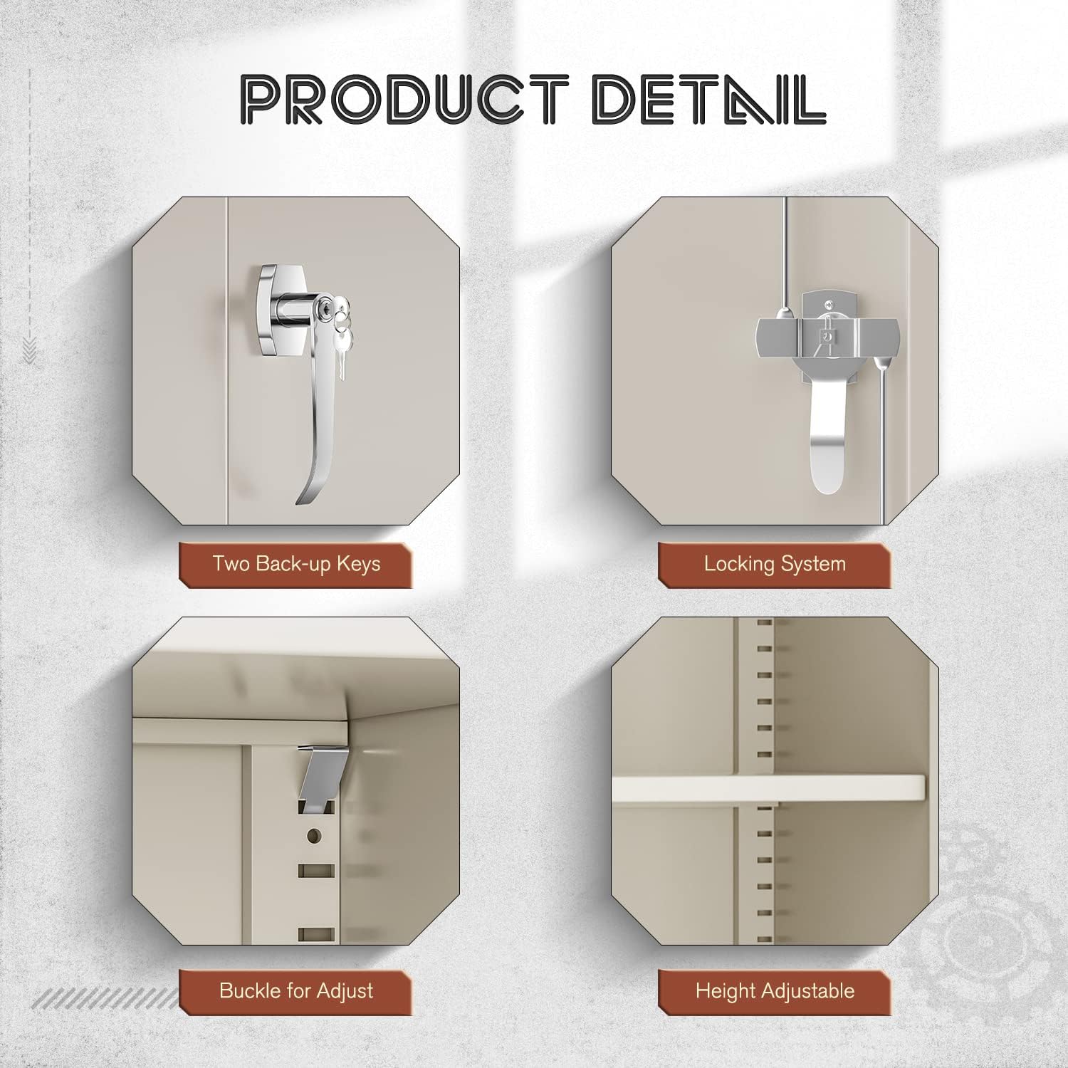 71" Metal Garage Storage Cabinet with Locking Doors and Adjustable Shelves for Home, Office(Black)