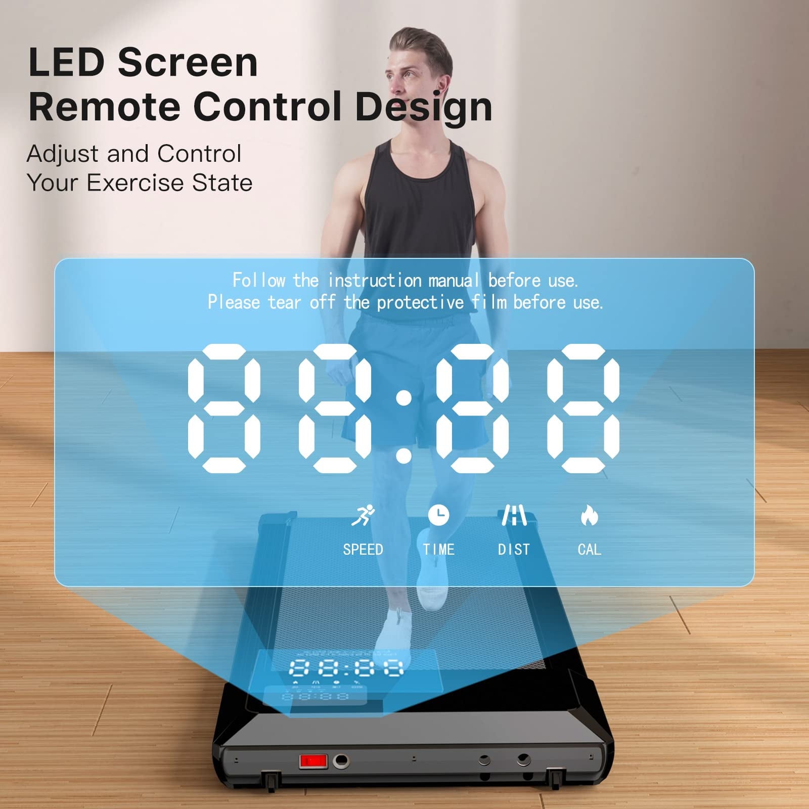 2.5Hp Walking Pad, 35.5*15.5 Walking Area 2 in 1 Under Desk Treadmill,300lb Walking Treadmill with Remote Control and LED Display, Quiet, Compact & Small Treadmill for Home & Office (White)