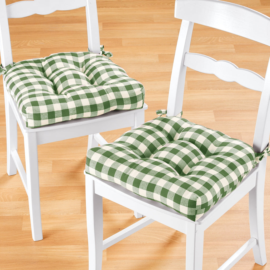 Achim Buffalo Polyester & Cotton Tufted Chair Seat Cushions, Checkered  Burgundy, 16 in x 15 in x 3 in, Set of Two