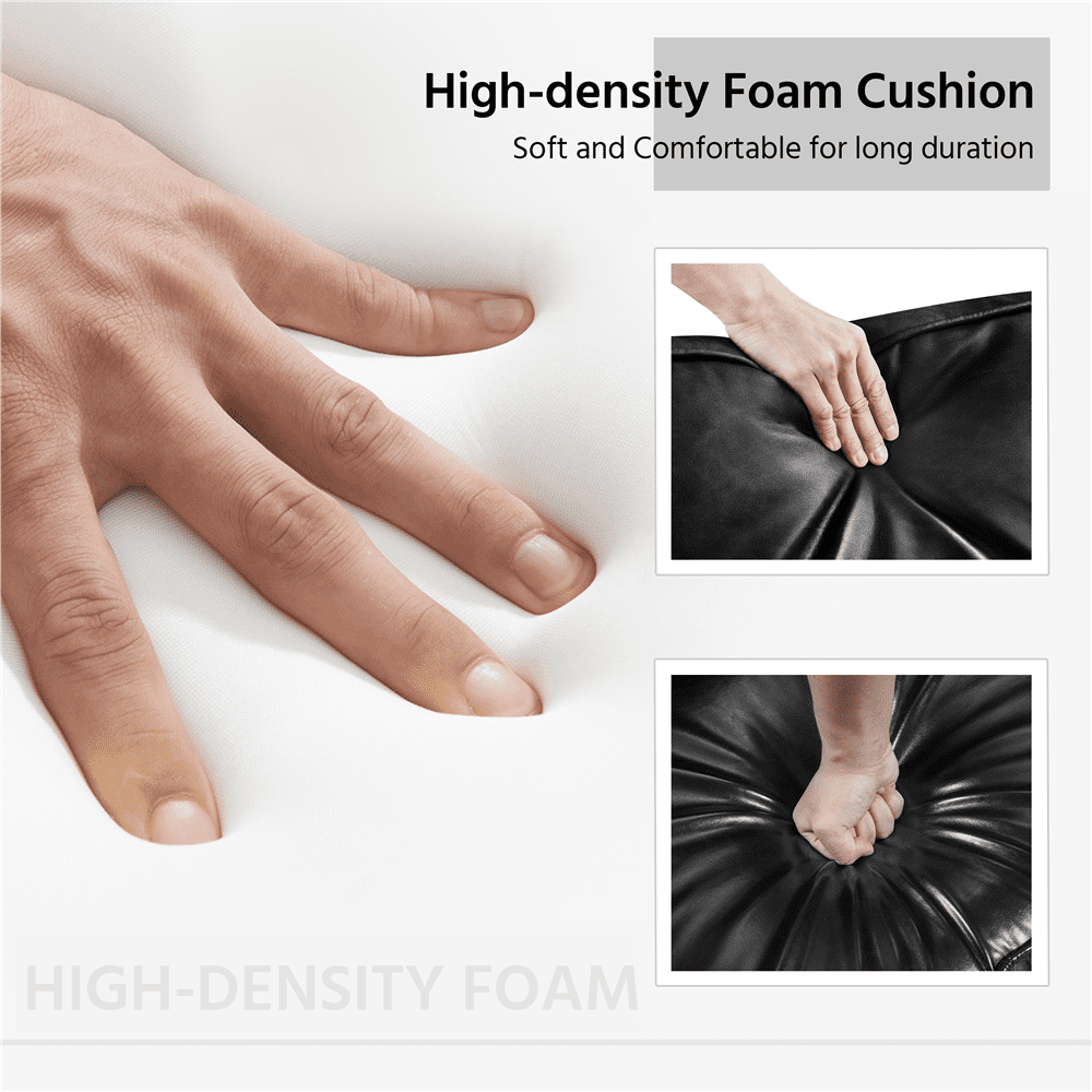 Alden Design Mid-Century Modern Accent Chair with Metal Frame, Brown Faux Leather