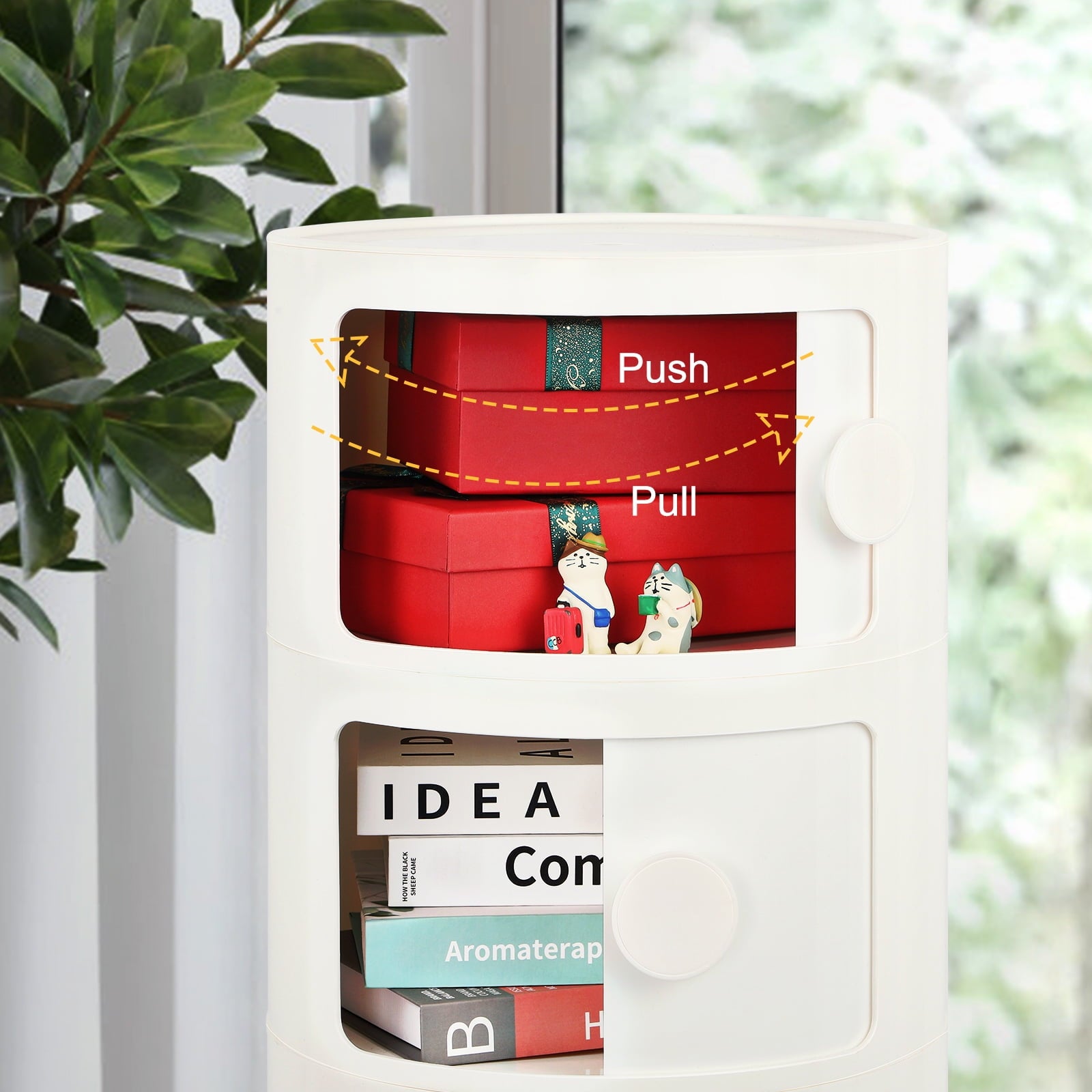 3 Drawer Sliding Barrel Modern Bedroom Nightstand, White