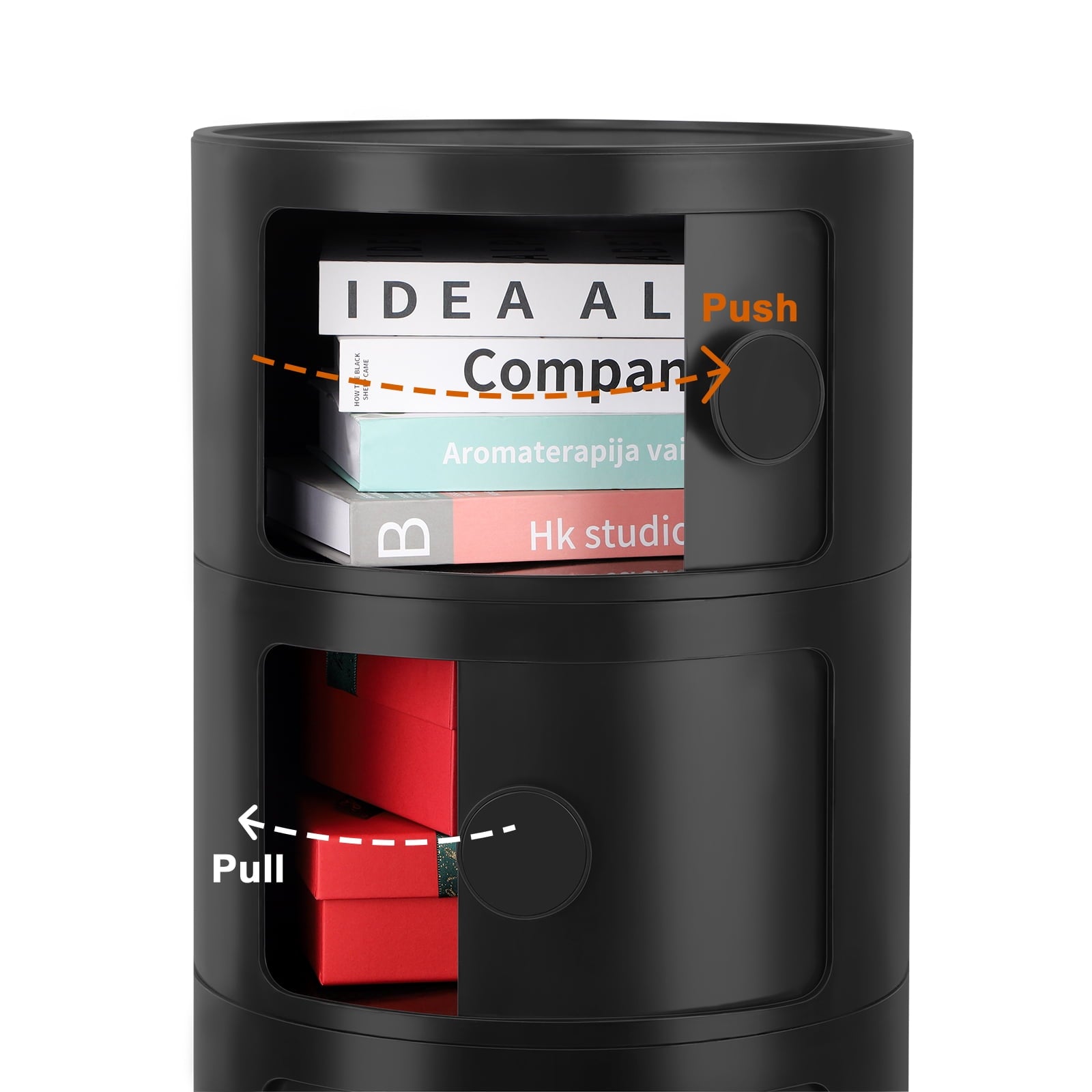 3 Drawer Sliding Barrel Modern Bedroom Nightstand, White