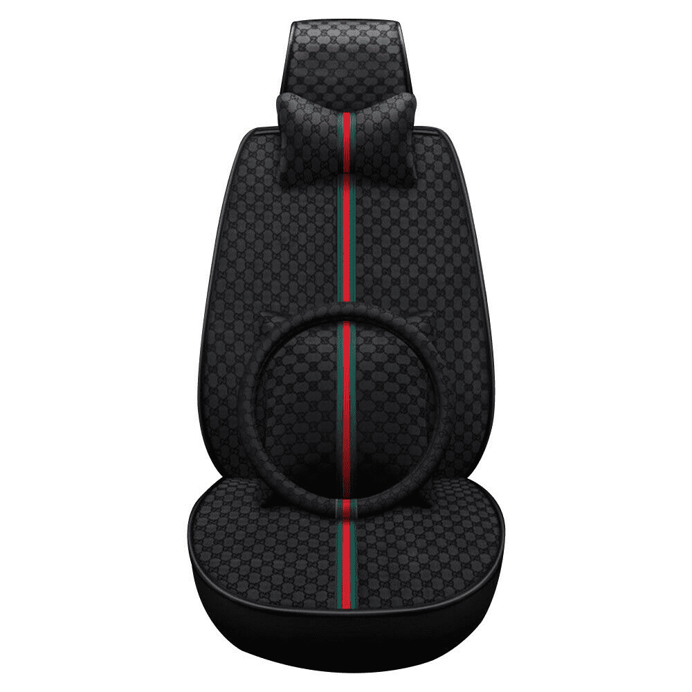 Aotiyer Universal Car Seat Covers 5PCS Full Set Car Seat Covers Accessories Breathable Leather Automotive Seat Covers for Most Cars SUVs Pick-up Trucks