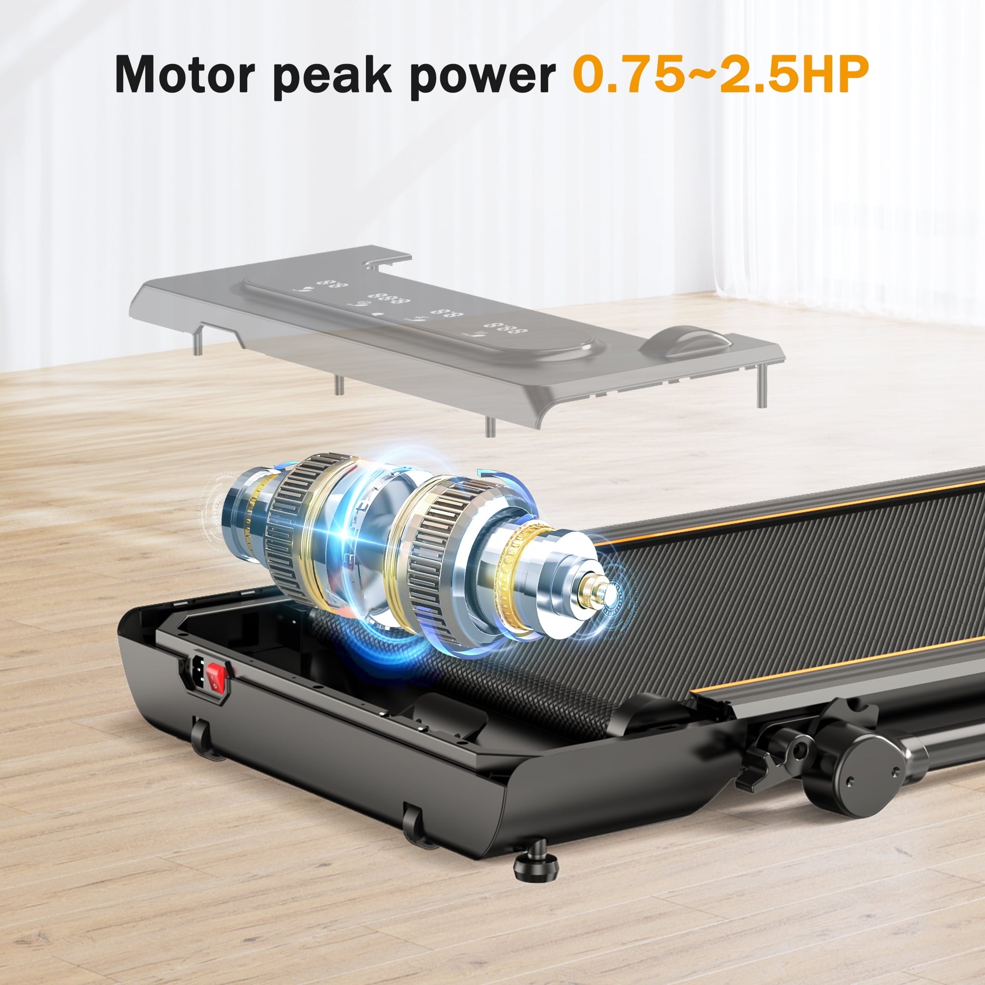 2 in 1 Walking Pad,Under Desk Treadmill for Home/Office, Neche Folding Treadmill 2.5HP with Remote,0.6-7.6mph