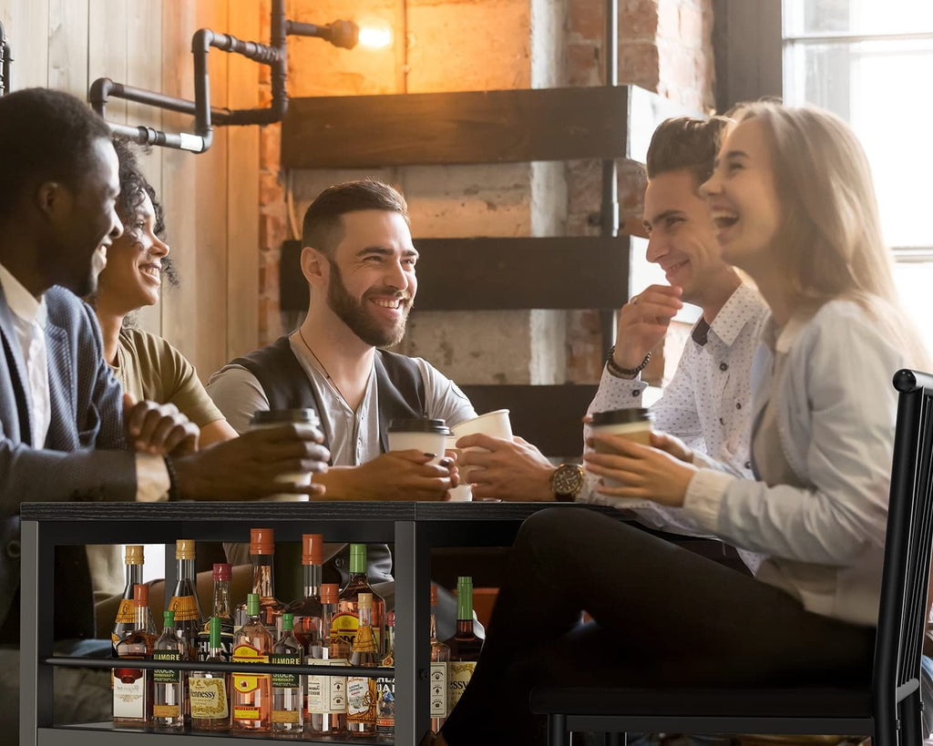 Aiho 3-Piece Wooden Counter Height Dining Table Set, Small Kitchen Table for Kitchen, Dining Room - Retro