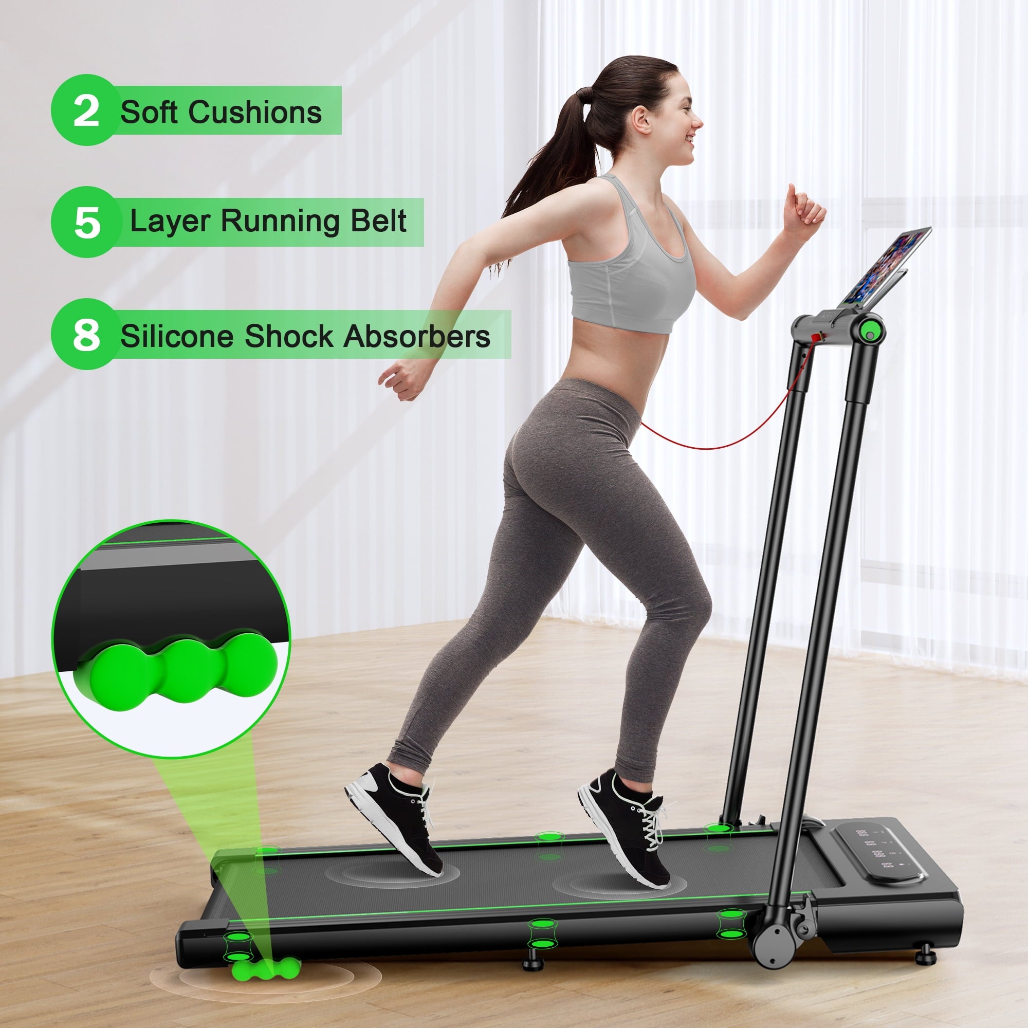 2 in 1 Walking Pad,Under Desk Treadmill for Home/Office, Neche Folding Treadmill 2.5HP with Remote,0.6-7.6mph