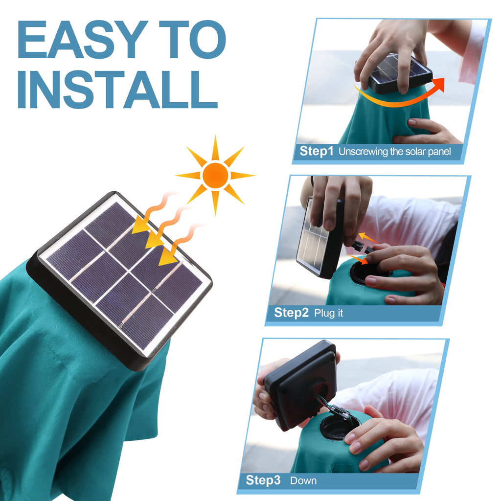 ABCCANOPY 7.5ft Patio Solar Umbrella LED Outdoor Umbrella with Tilt and Crank, Turquoise