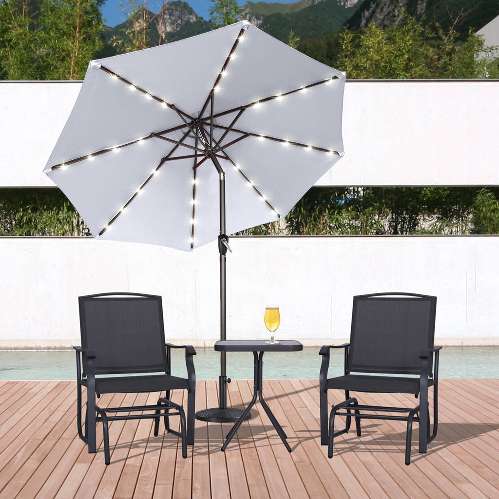 ABCCANOPY 7.5ft Patio Solar Umbrella LED Outdoor Umbrella with Tilt and Crank, Turquoise