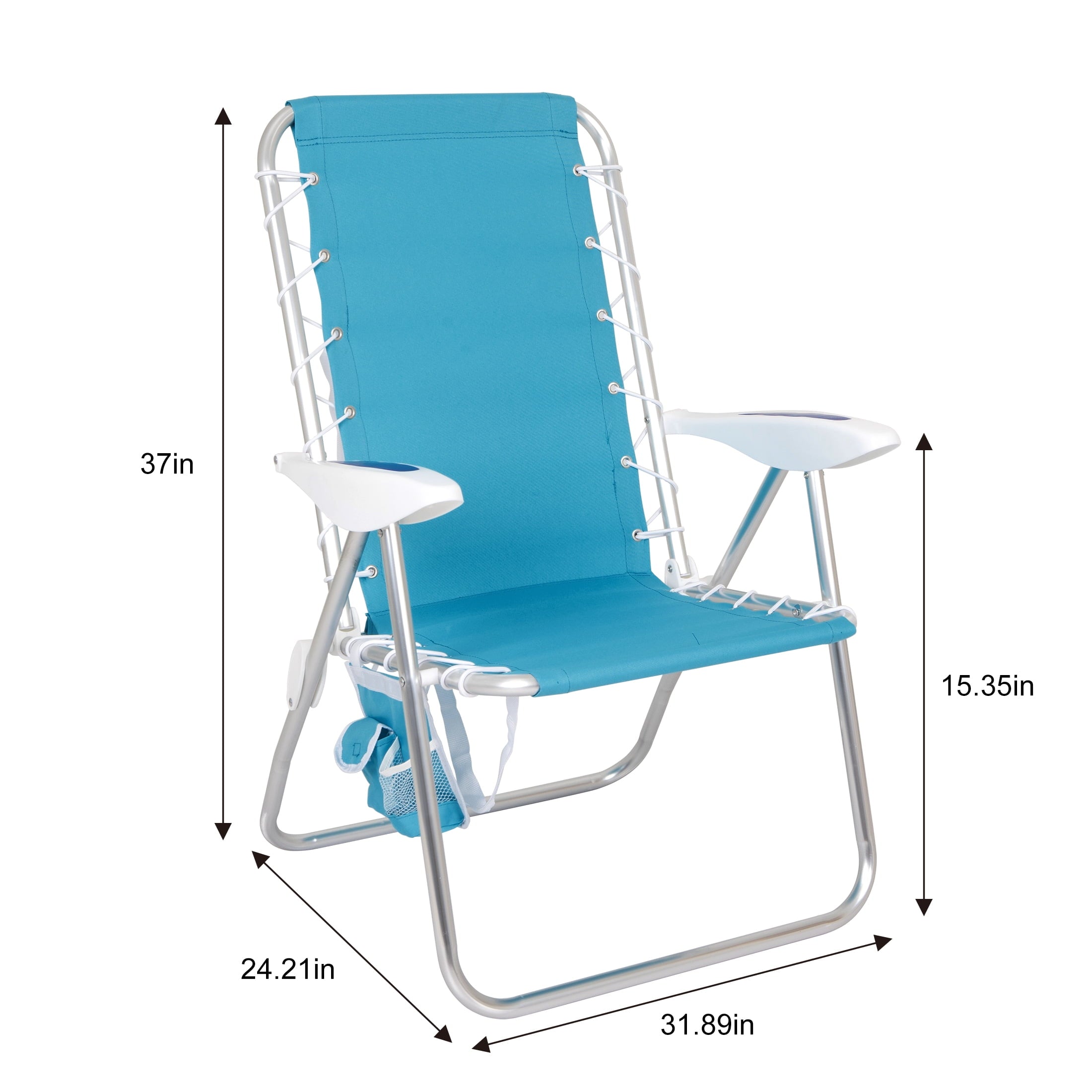 2-Pack Mainstays Reclining Bungee Beach Chair, Teal