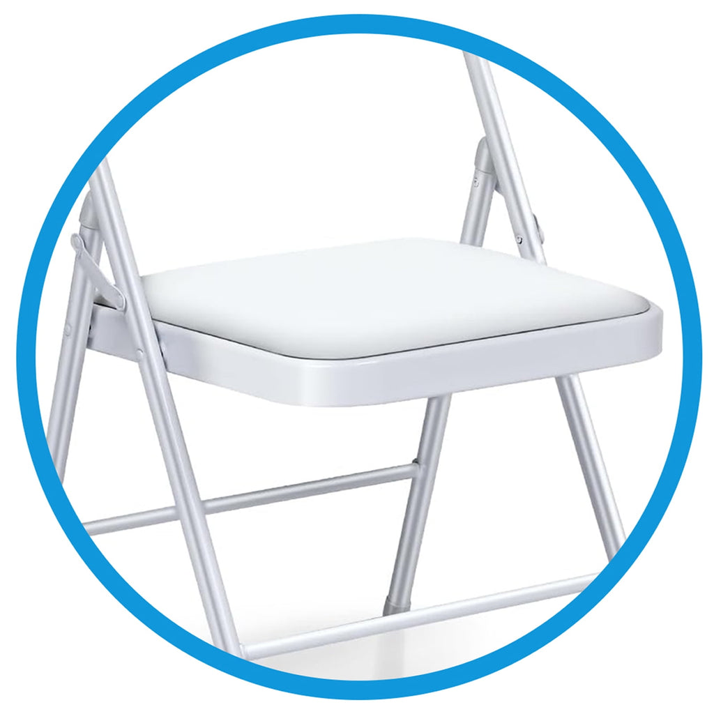 AKIUDEX 6 Pack White Folding Chairs with Padded Seats for Outdoor & Indoor